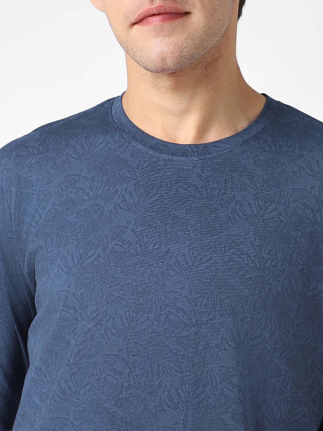 Men's Mood Indigo Printed Full Sleeve Slim Fit Cotton T-Shirt - Image 6