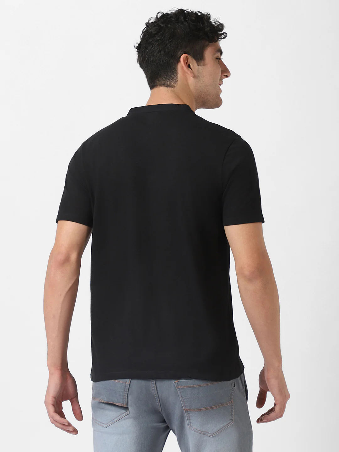 Men's Multicolor Solid Mandarin Collar Slim Fit Cotton T-Shirt Pack of 3 - Image 3