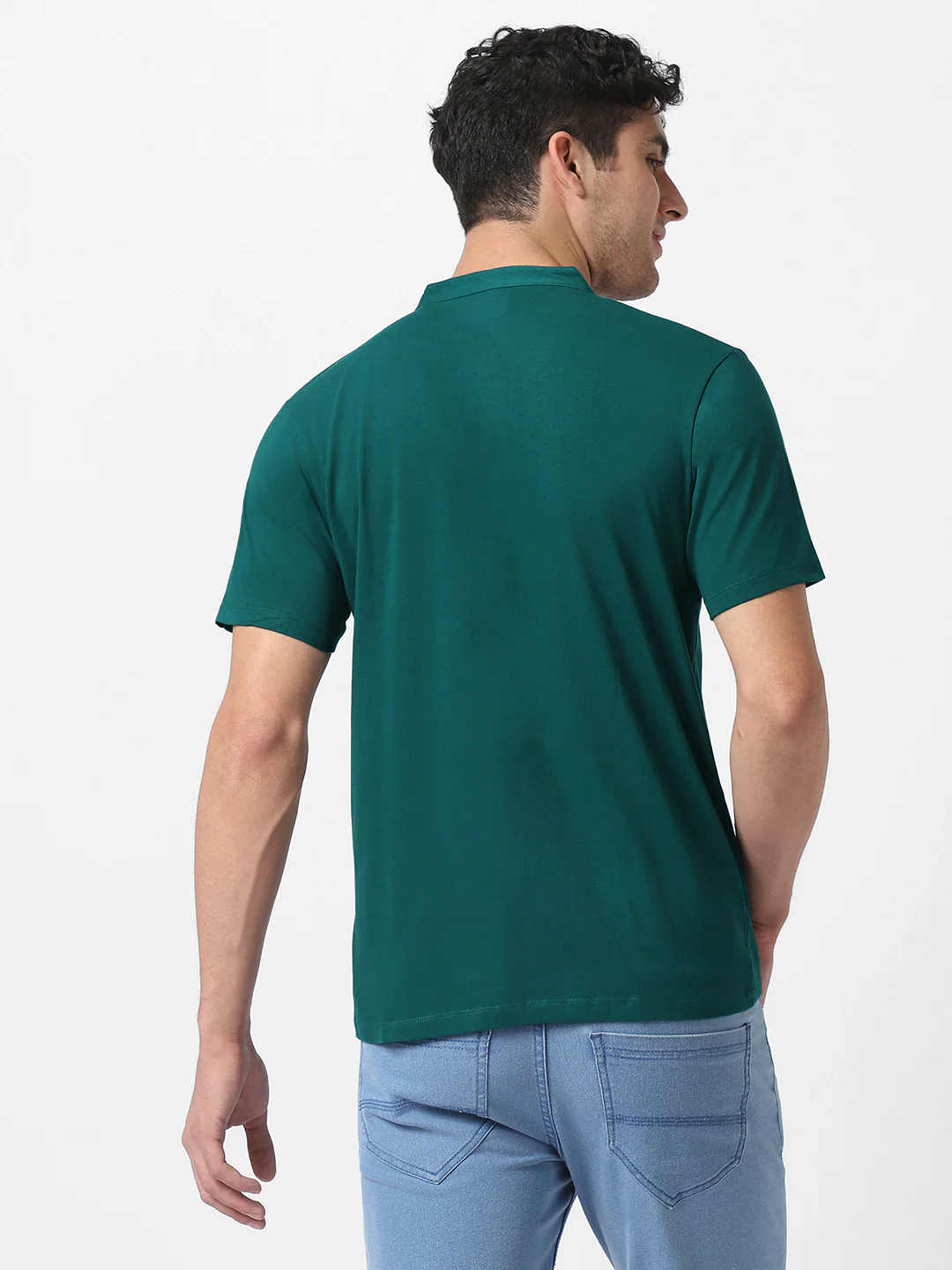 Men's Multicolor Solid Mandarin Collar Slim Fit Cotton T-Shirt Pack of 3 - Image 3