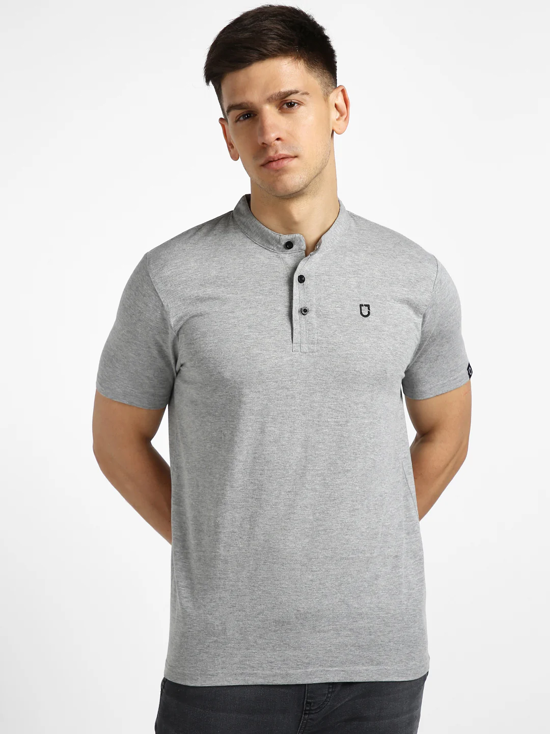 Men's Multicolor Solid Mandarin Collar Slim Fit Cotton T-Shirt Pack of 3 - Image 4