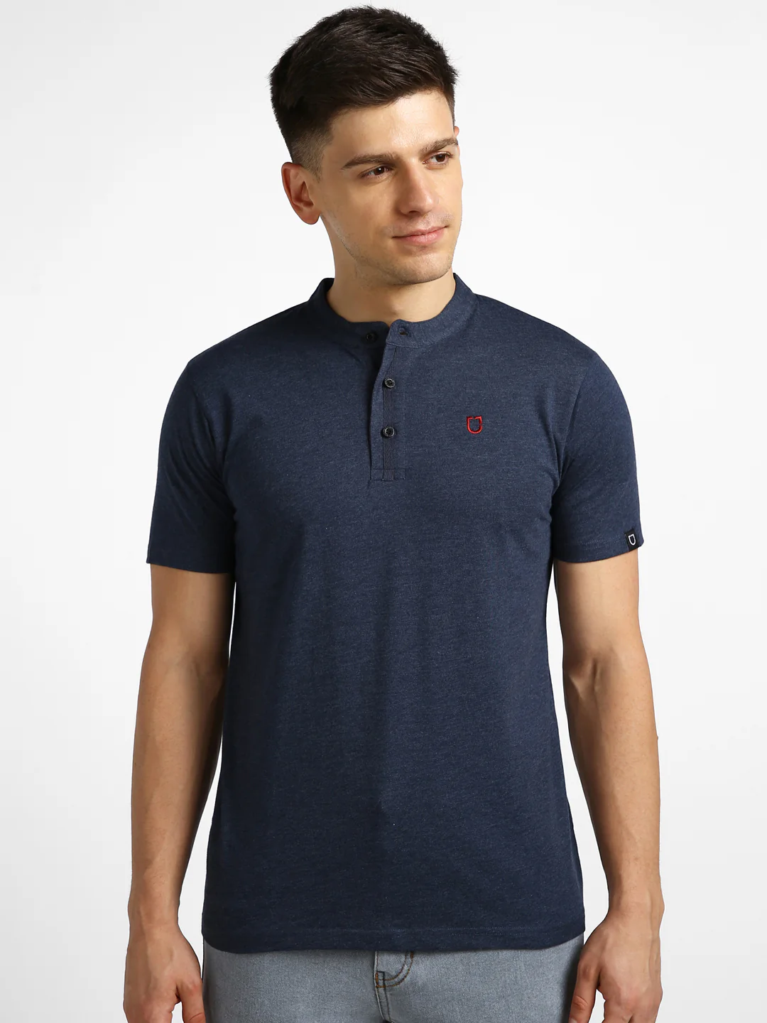 Men's Multicolor Solid Mandarin Collar Slim Fit Cotton T-Shirt Pack of 3 - Image 4