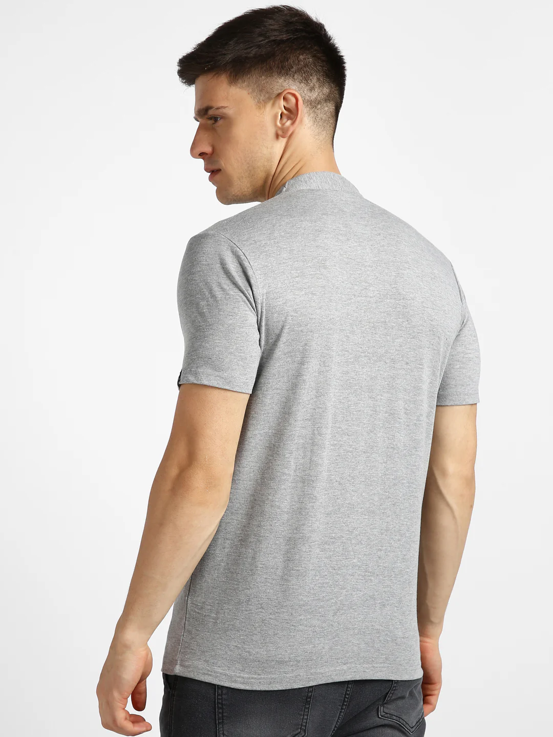 Men's Multicolor Solid Mandarin Collar Slim Fit Cotton T-Shirt Pack of 3 - Image 3