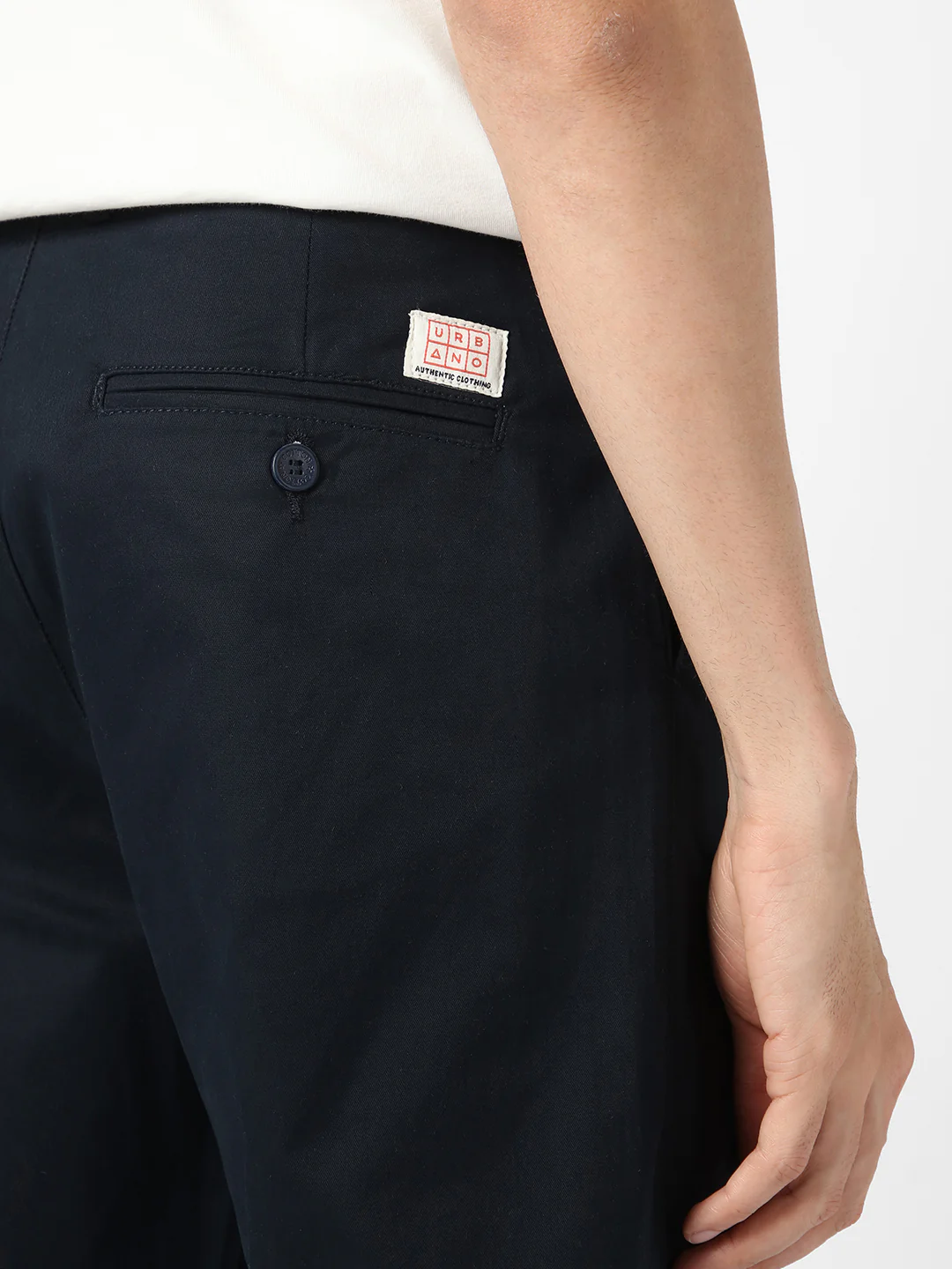 Men's Navy Blue Cotton Regular Fit Casual Chinos Trousers Stretch - Image 5