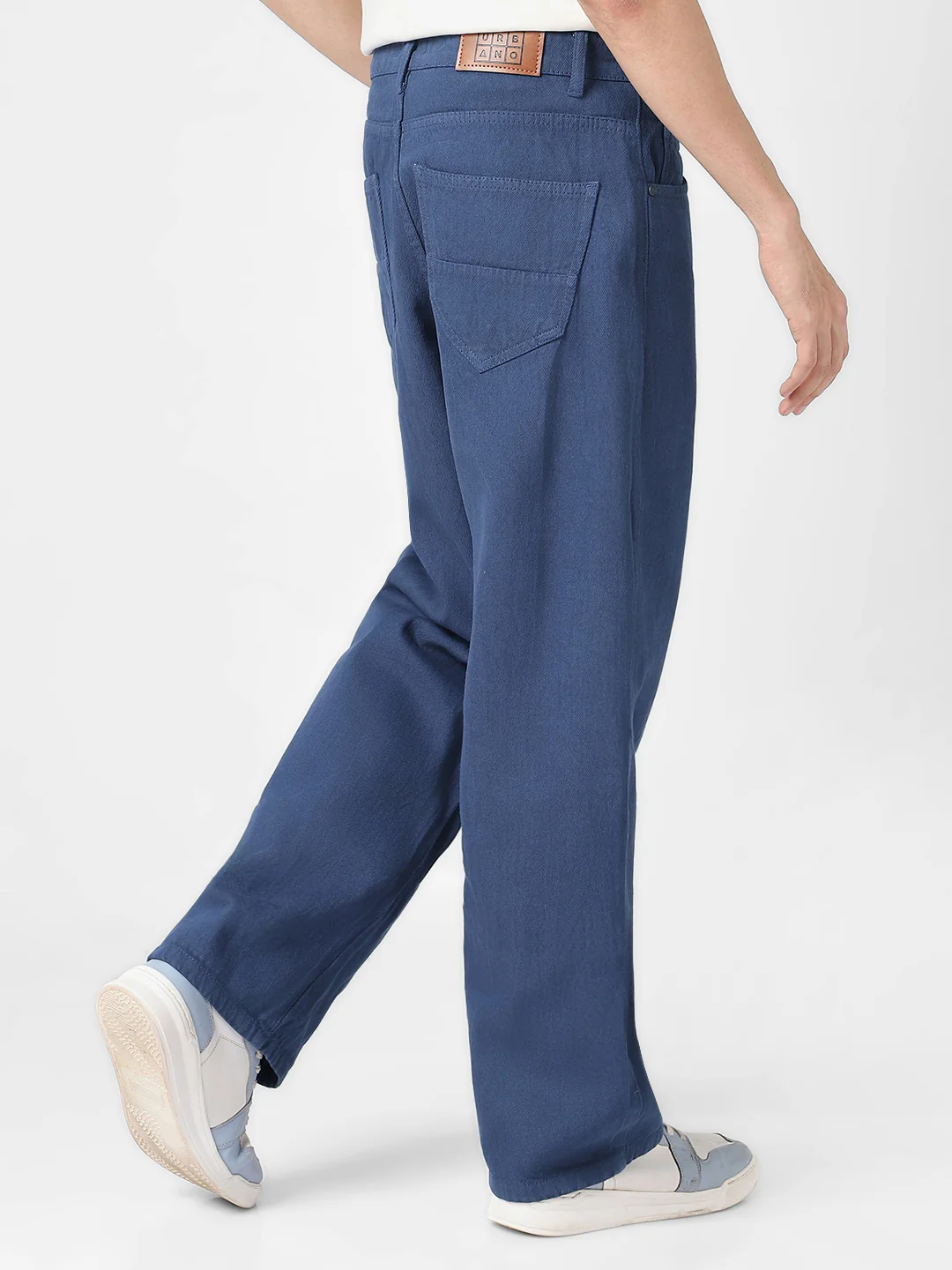 Men's Navy Blue Loose Baggy Fit Washed Jeans Non-Stretchable - Image 3