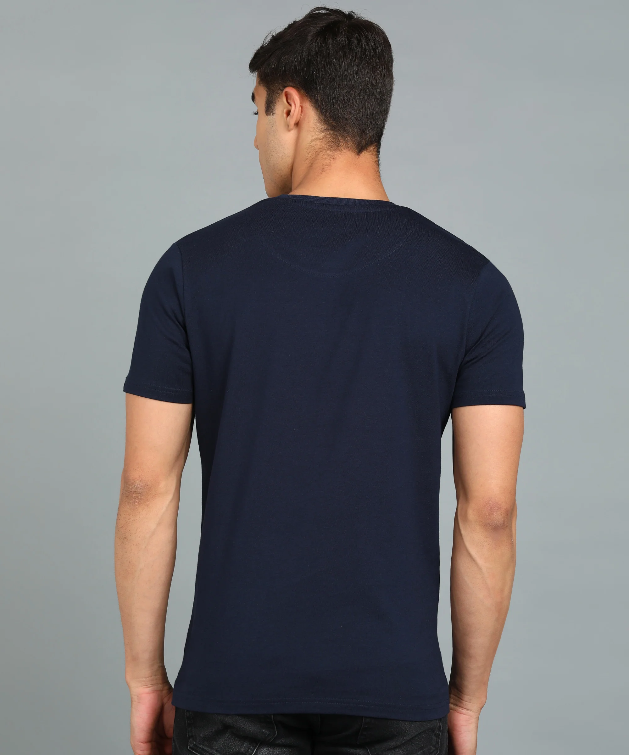 Men's Navy Blue Military Camouflage Printed Slim Fit Half Sleeve Cotton T-Shirt - Image 3