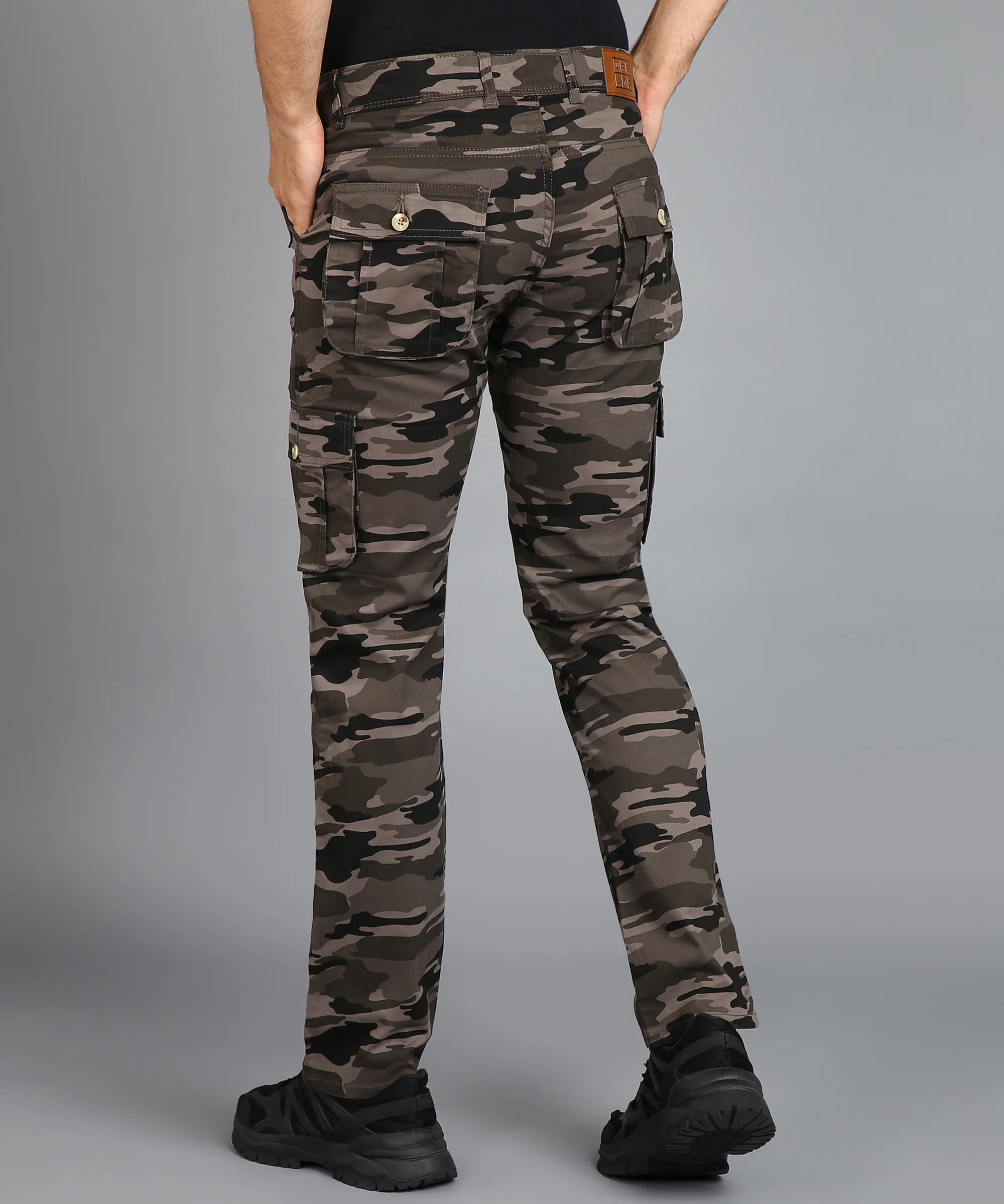 Men's Navy Blue Regular Fit Military Camouflage Cargo Chino Pant with 6 Pockets - Image 3