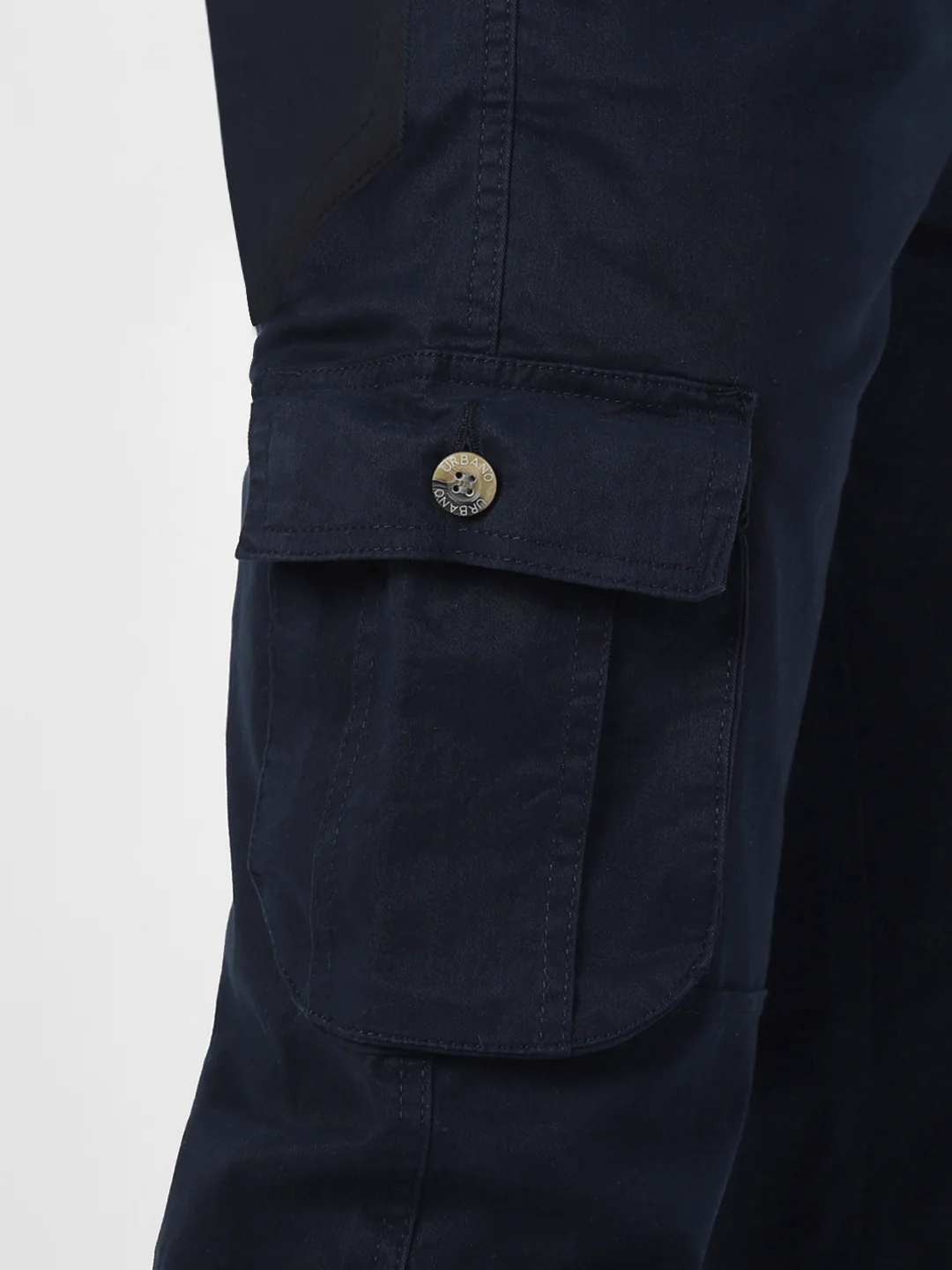 Men's Navy Blue Regular Fit Solid Cargo Chino Pant with 6 Pockets - Image 6