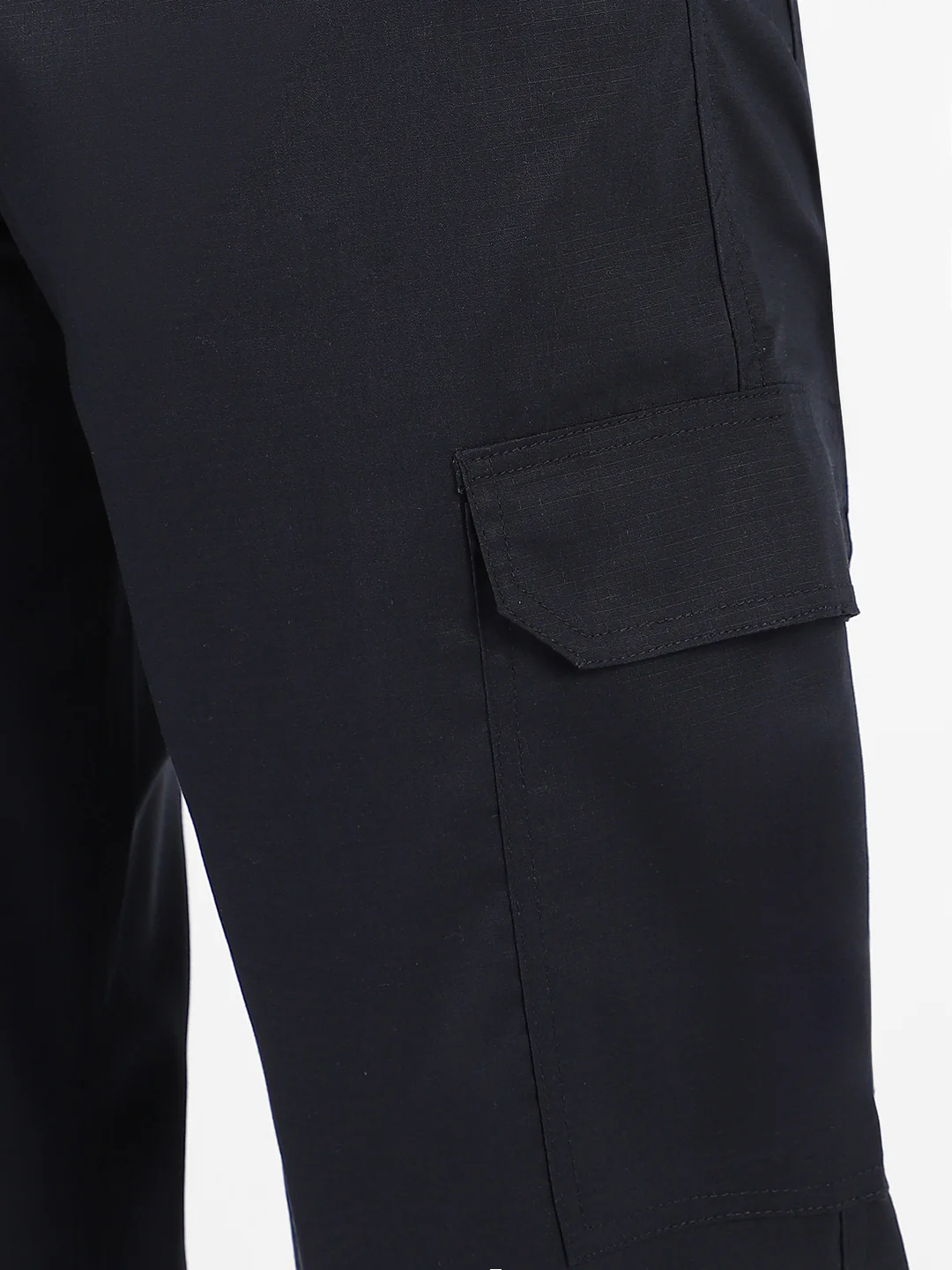 Men's Navy Blue Regular Fit Solid Cargo Chino Pant With 6 Pockets - Image 5