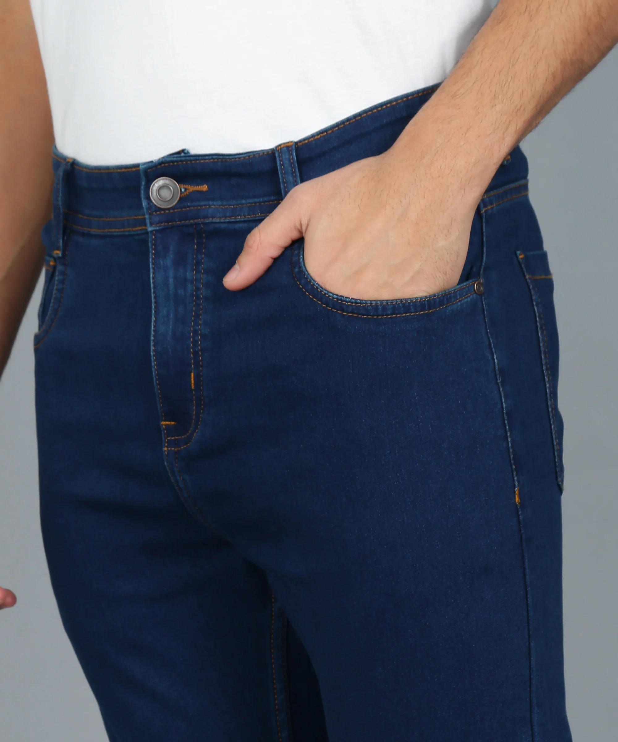 Men's Navy Carrot Fit Denim Jeans Stretchable - Image 5