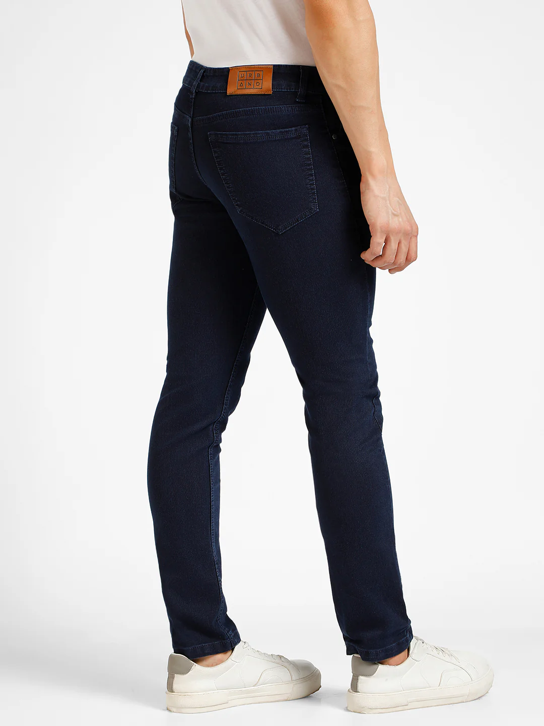 Men's Navy Blue Slim Fit Washed Jeans Stretchable - Image 3