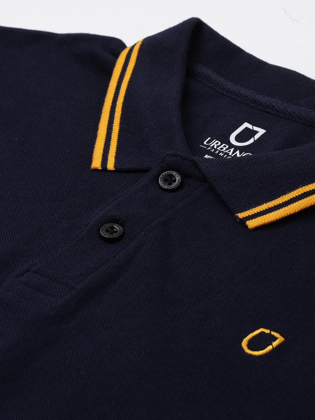 Men's Navy Blue Solid Cotton Slim Fit Polo T-Shirt - Image 4