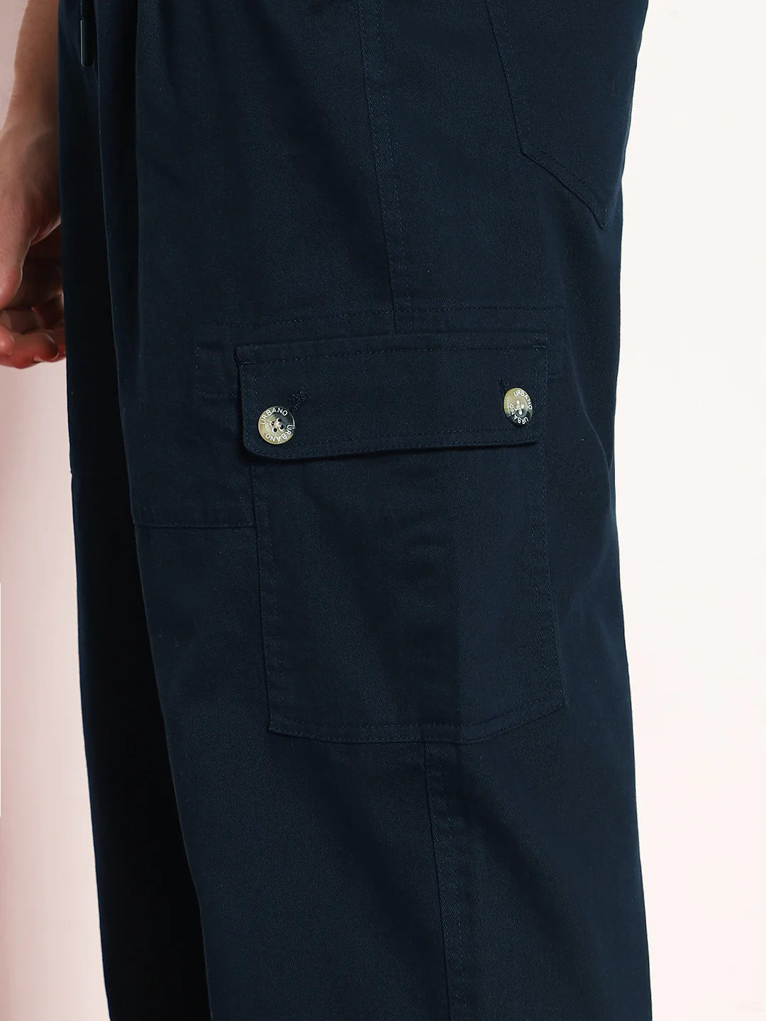 Men's Navy Loose Baggy Fit Cargo Jogger Chino Pant with 6 Pockets Stretchable - Image 5