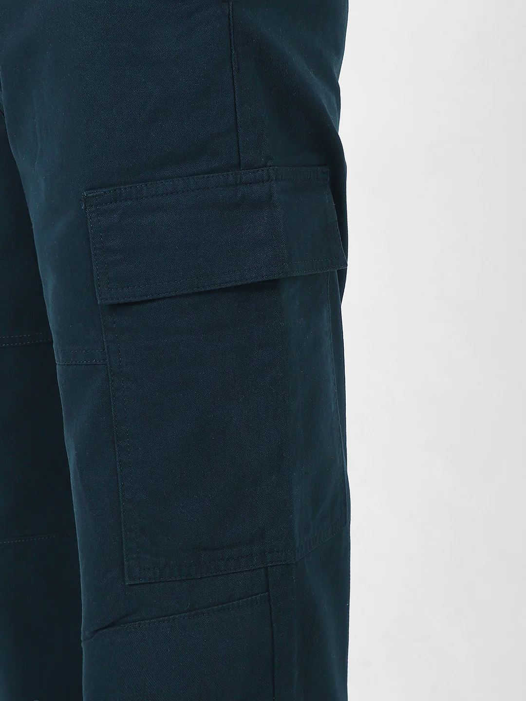 Men's Navy Loose Baggy Fit Solid Cargo Chino Pant with 6 Pockets Non-Stretchable - Image 6