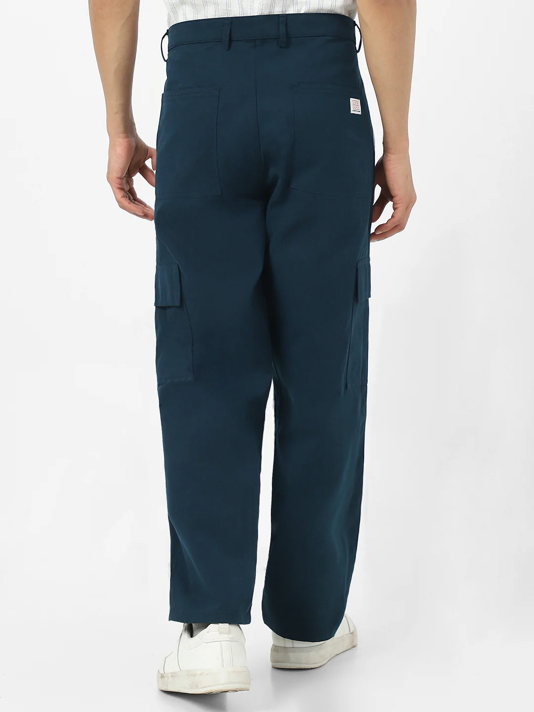 Urbano Fashion Men's Navy Loose Baggy Fit Solid Cargo Chino Pant with 6 Pockets Non-Stretchable - Image 3