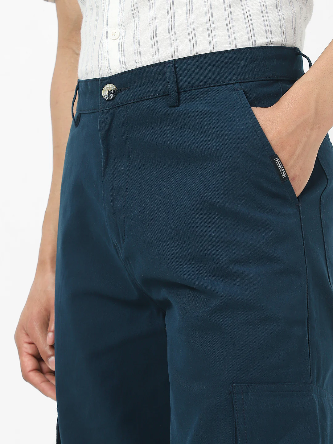 Urbano Fashion Men's Navy Loose Baggy Fit Solid Cargo Chino Pant with 6 Pockets Non-Stretchable - Image 6