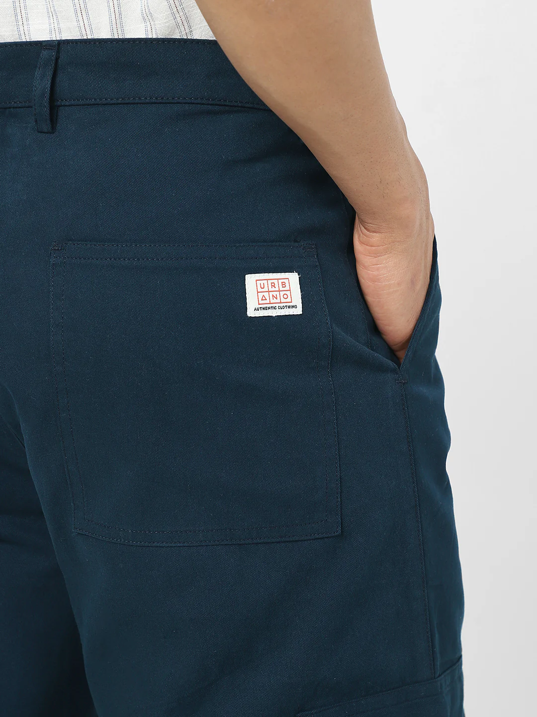 Urbano Fashion Men's Navy Loose Baggy Fit Solid Cargo Chino Pant with 6 Pockets Non-Stretchable - Image 7