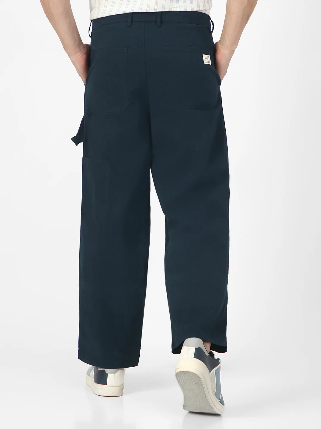 Men's Navy Loose Baggy Fit Solid Carpenter Trouser Pant with 5 Pockets Non-Stretchable - Image 3