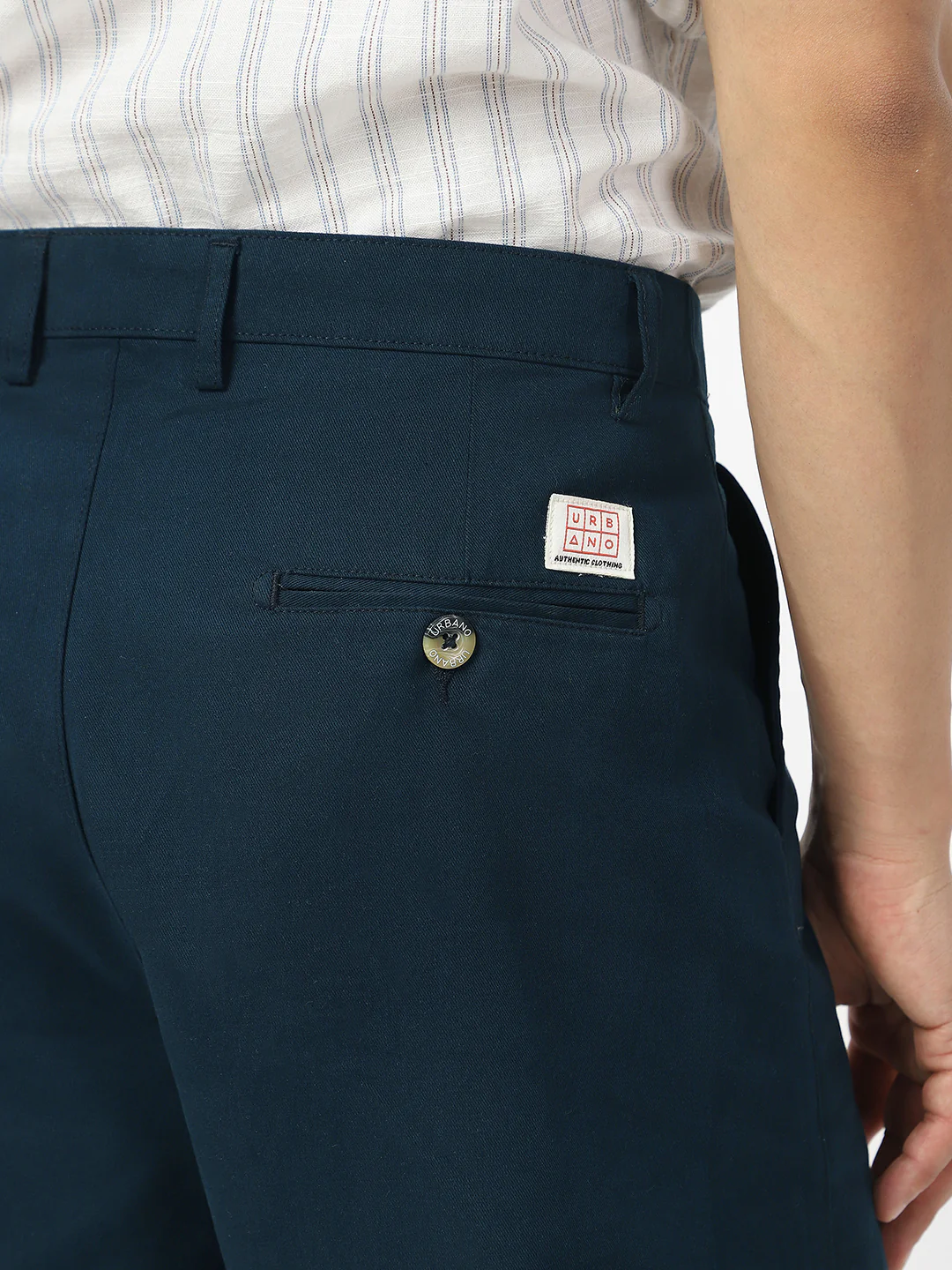 Men's Navy Loose Baggy Fit Solid Chino Trousers Non-Stretchable - Image 7