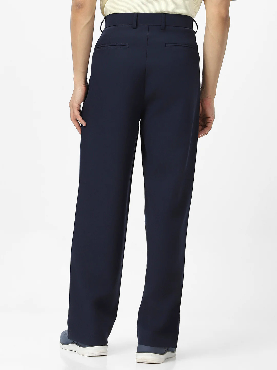 Men's Navy Loose Baggy Fit Solid Korean Pants Stretchable - Image 3