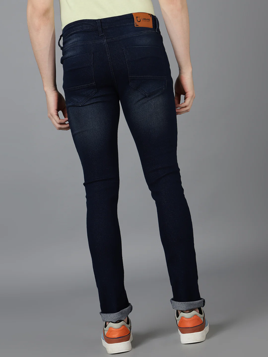 Men's Navy Regular Fit Mild Distressed/Torn Jeans Stretchable - Image 5