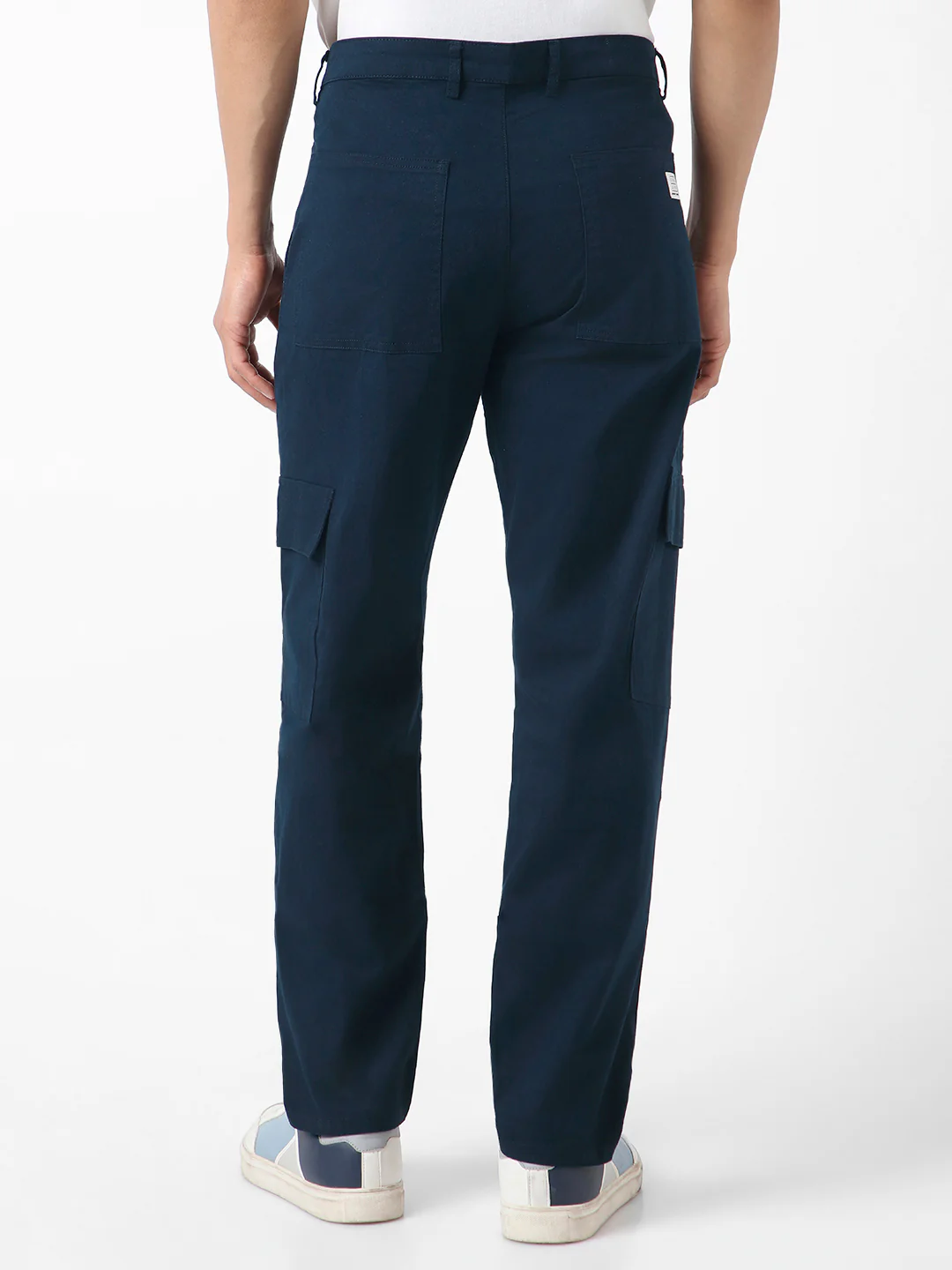 Urbano Fashion Men's Navy Regular Fit Solid Cargo Chino Pant with 6 Pockets Stretchable - Image 3