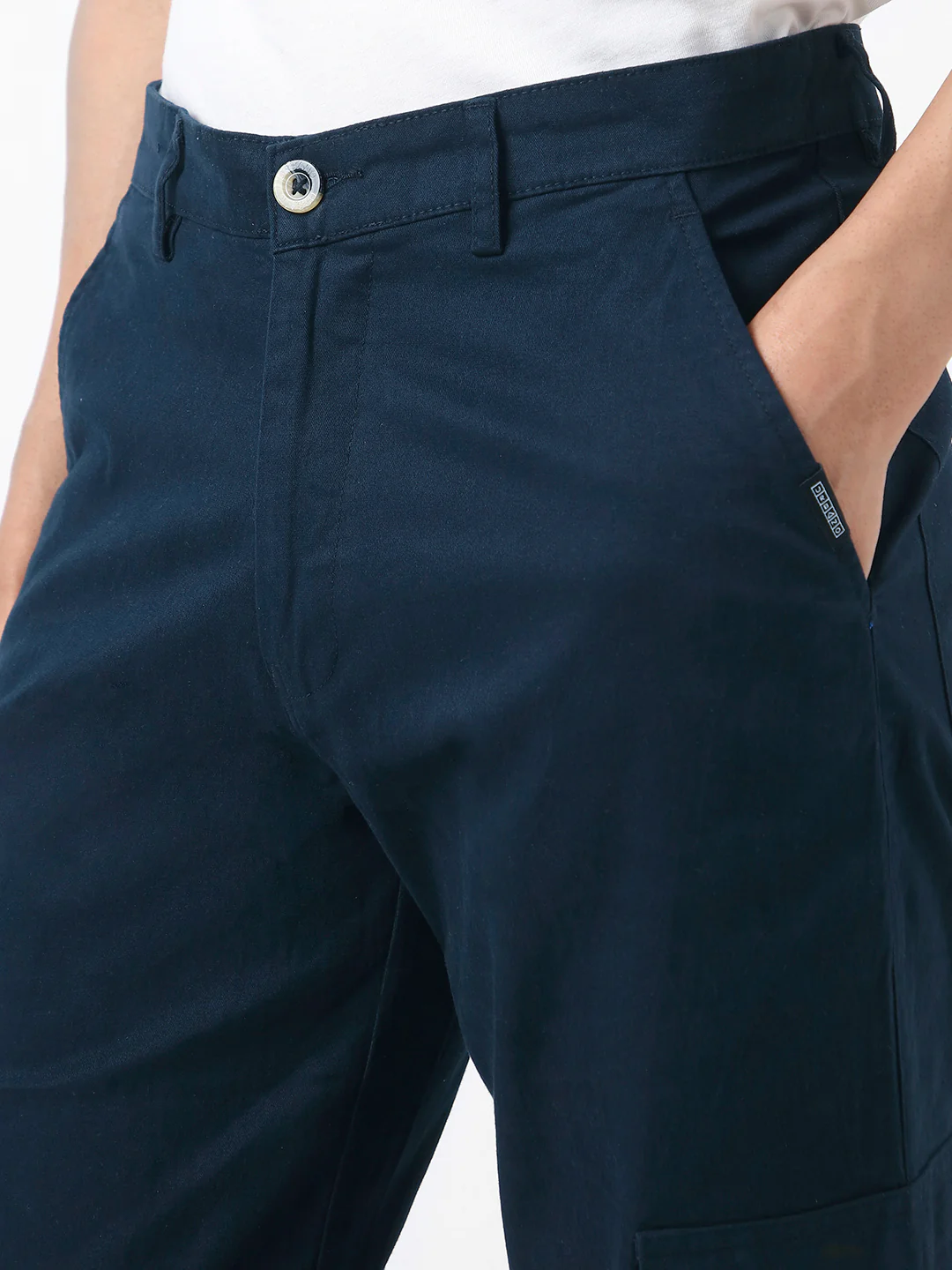 Urbano Fashion Men's Navy Regular Fit Solid Cargo Chino Pant with 6 Pockets Stretchable - Image 6