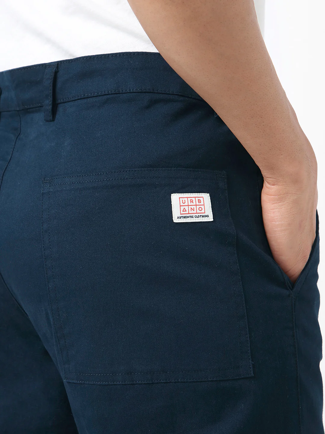 Urbano Fashion Men's Navy Regular Fit Solid Cargo Chino Pant with 6 Pockets Stretchable - Image 7