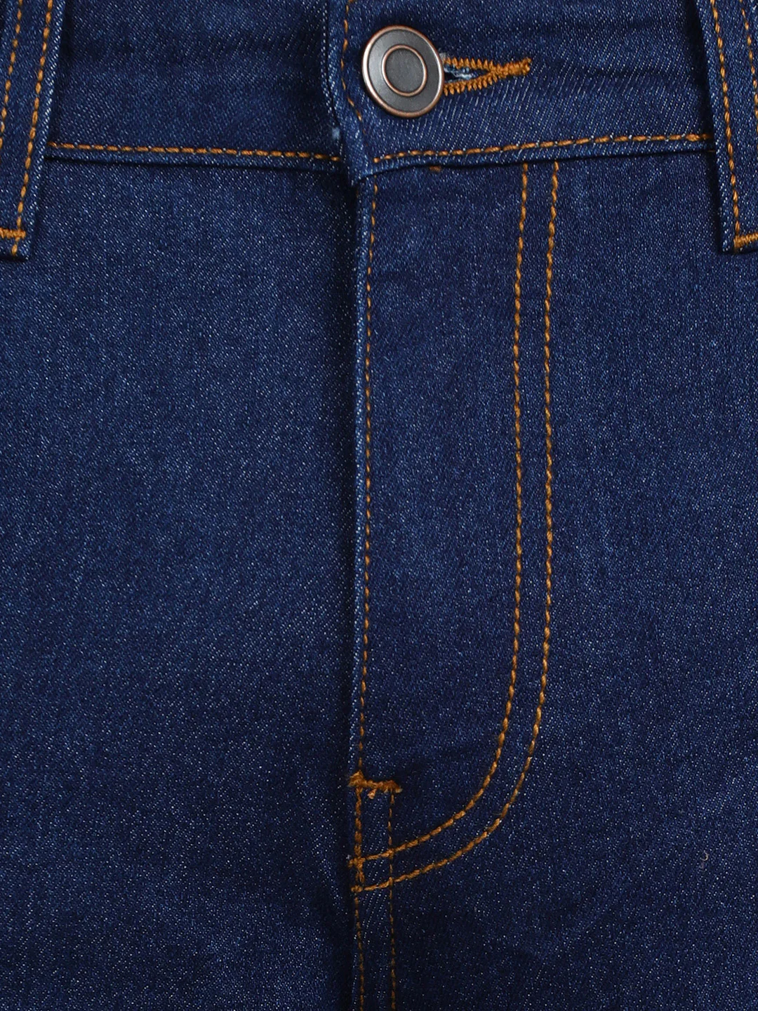 Men's Navy Regular Fit Washed Jeans Stretchable - Image 5