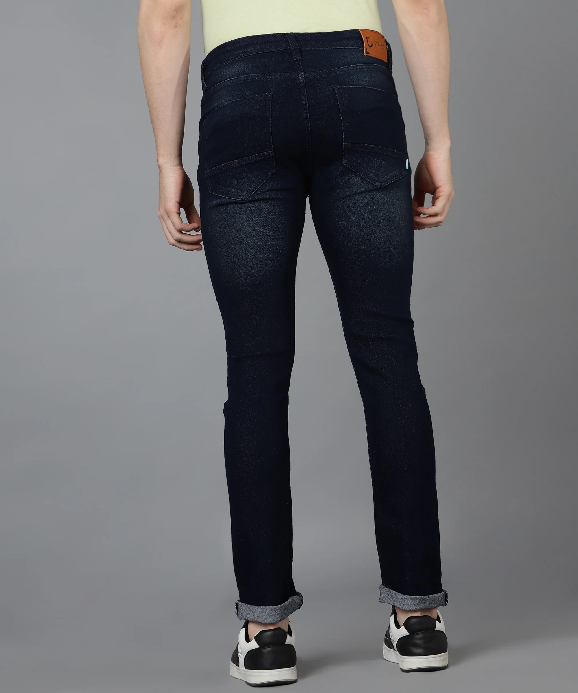 Men's Navy Skinny Fit Washed Jeans Stretchable - Image 3