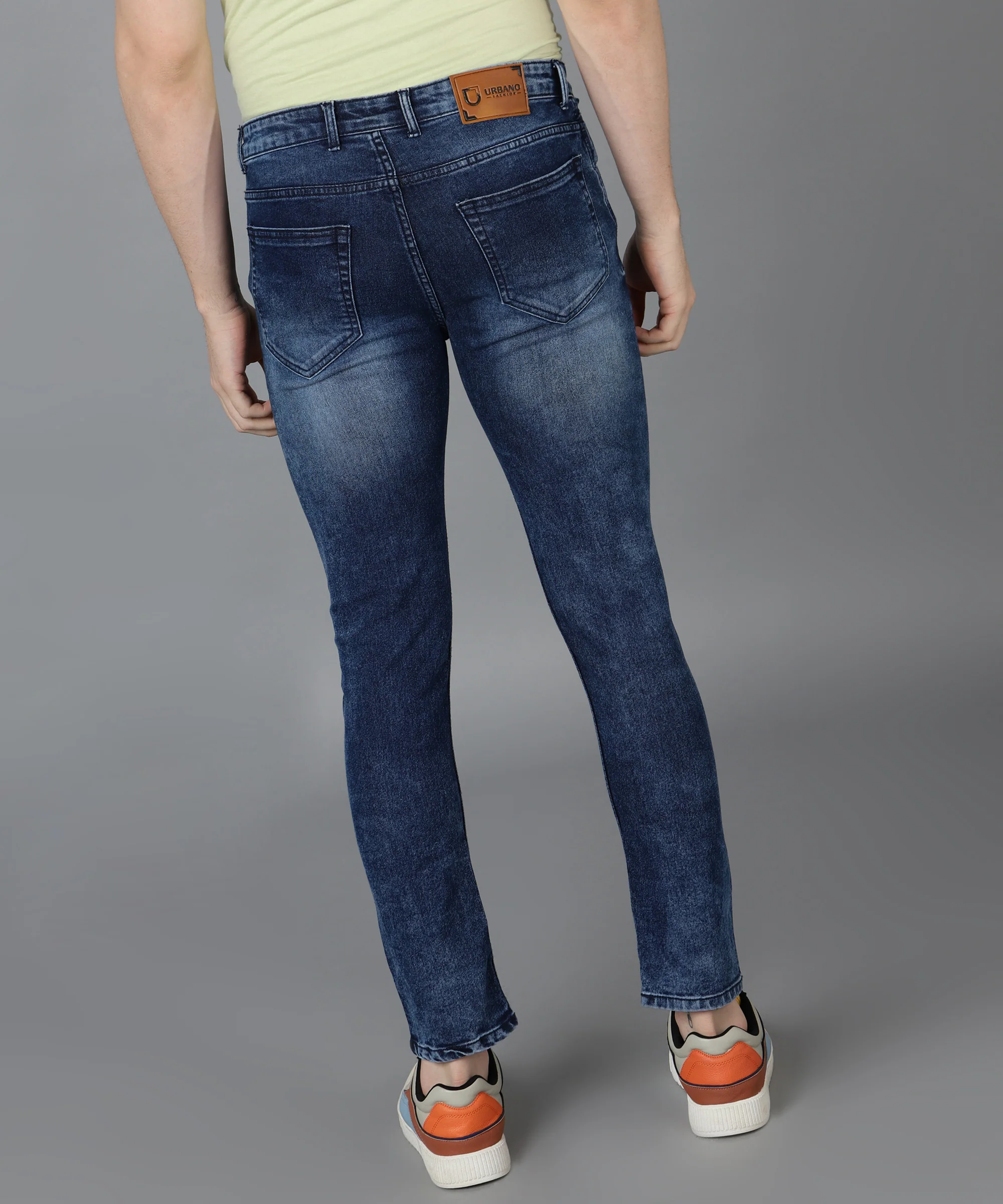 Men's Navy Slim Fit Mild Distressed/Torn Jeans Stretchable - Image 3