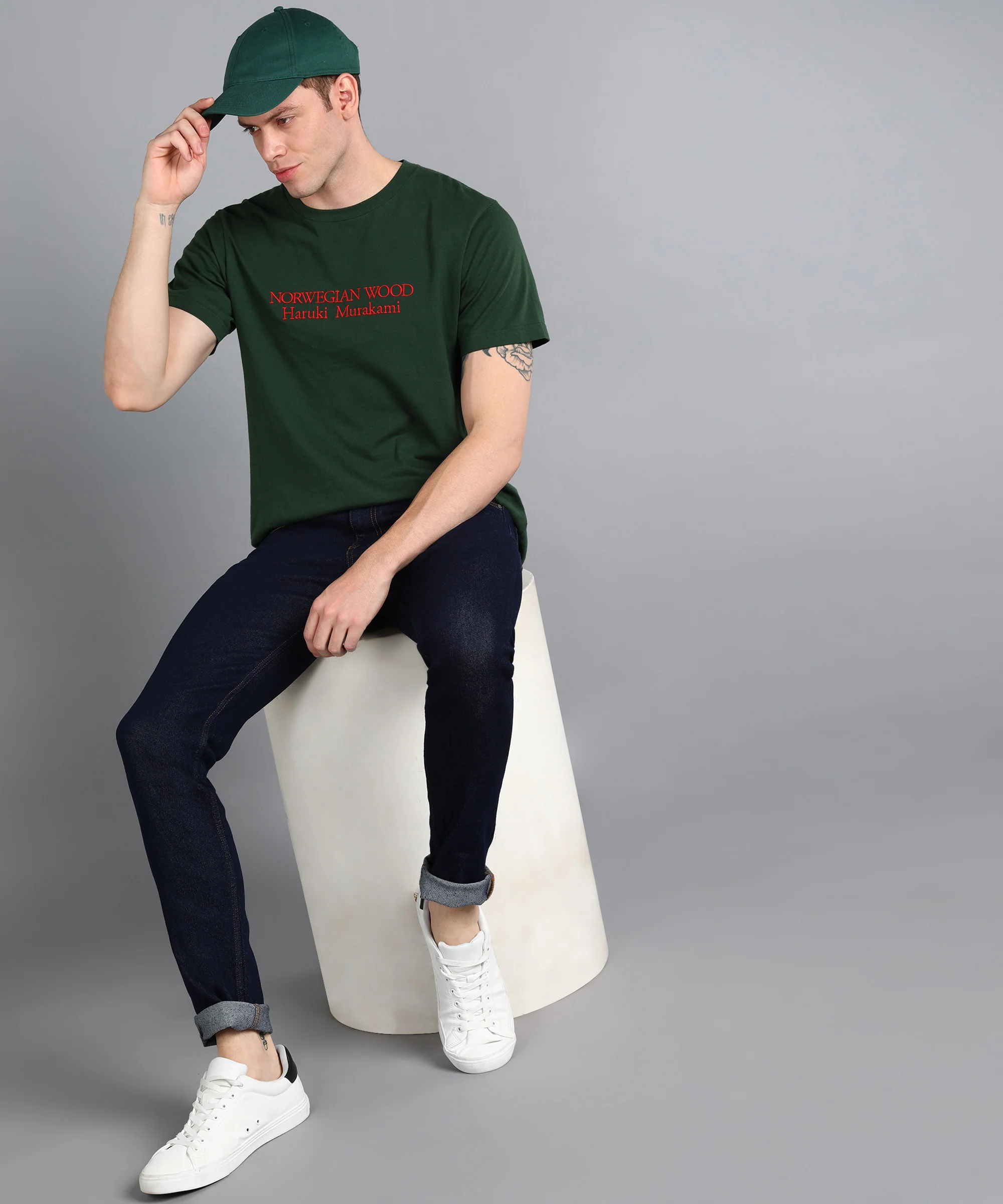 Men's Navy Slim Fit Washed Jeans Stretchable - Image 5
