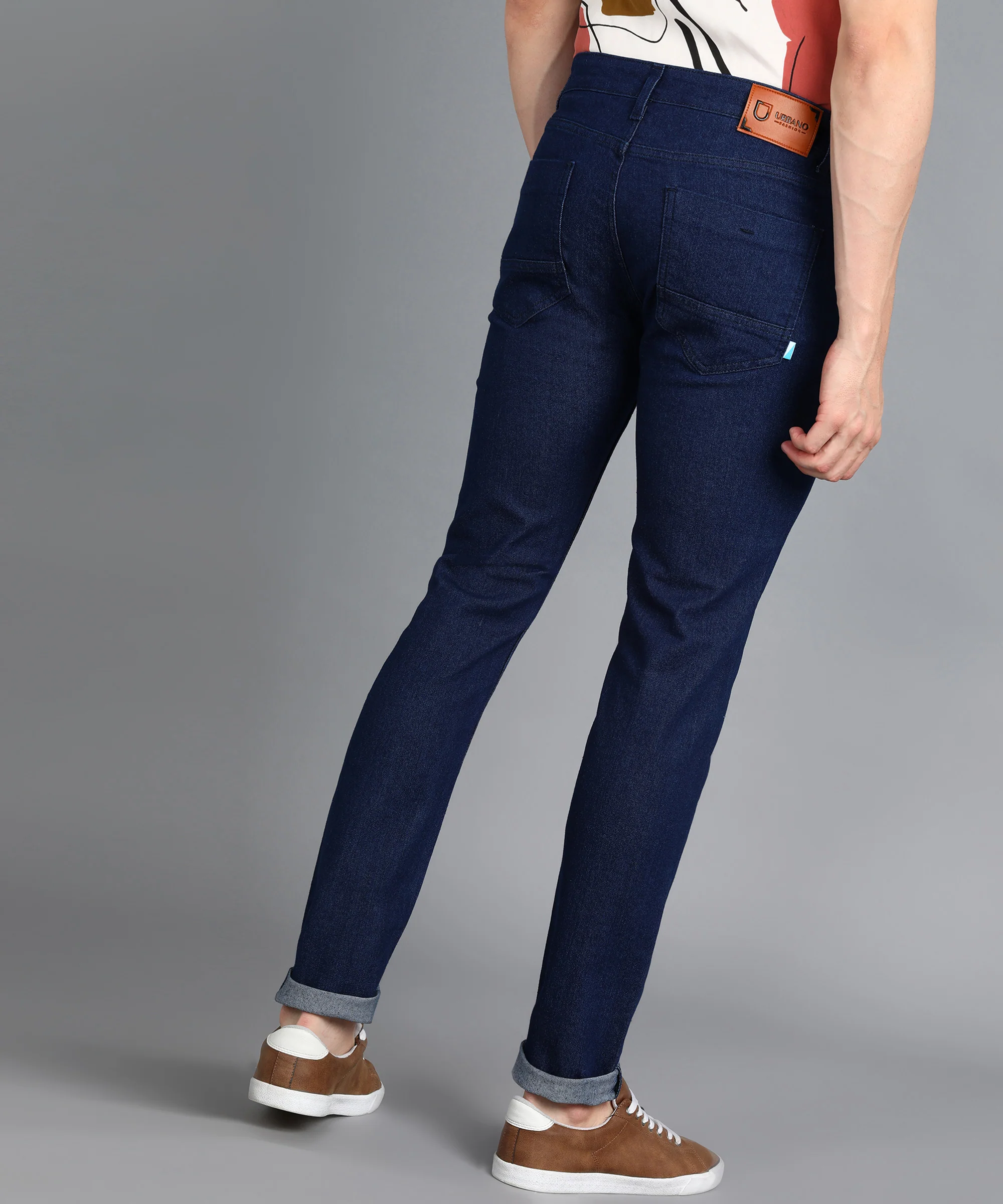 Men's Navy Slim Fit Washed Jeans Stretchable - Image 3