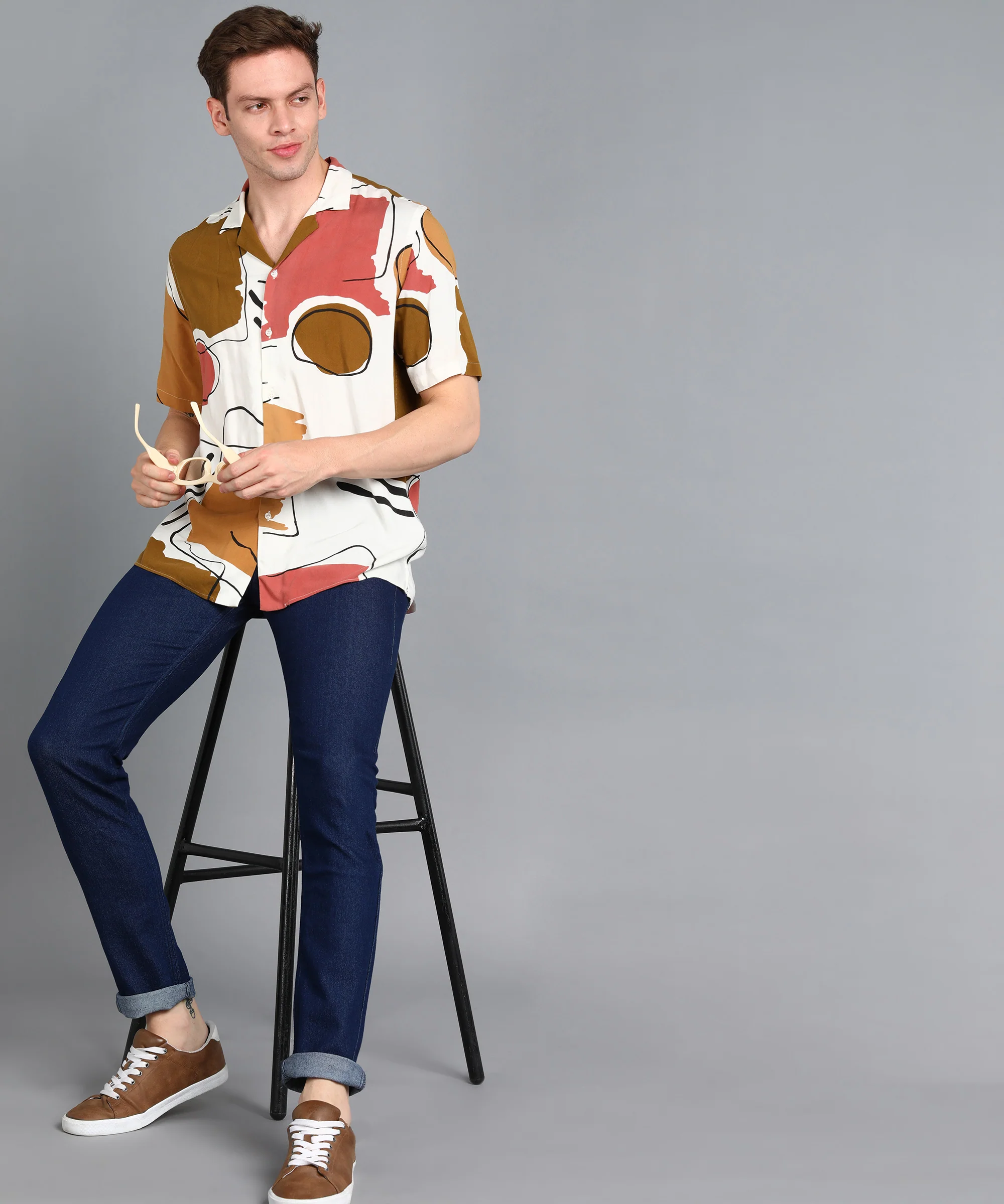 Men's Navy Slim Fit Washed Jeans Stretchable - Image 4