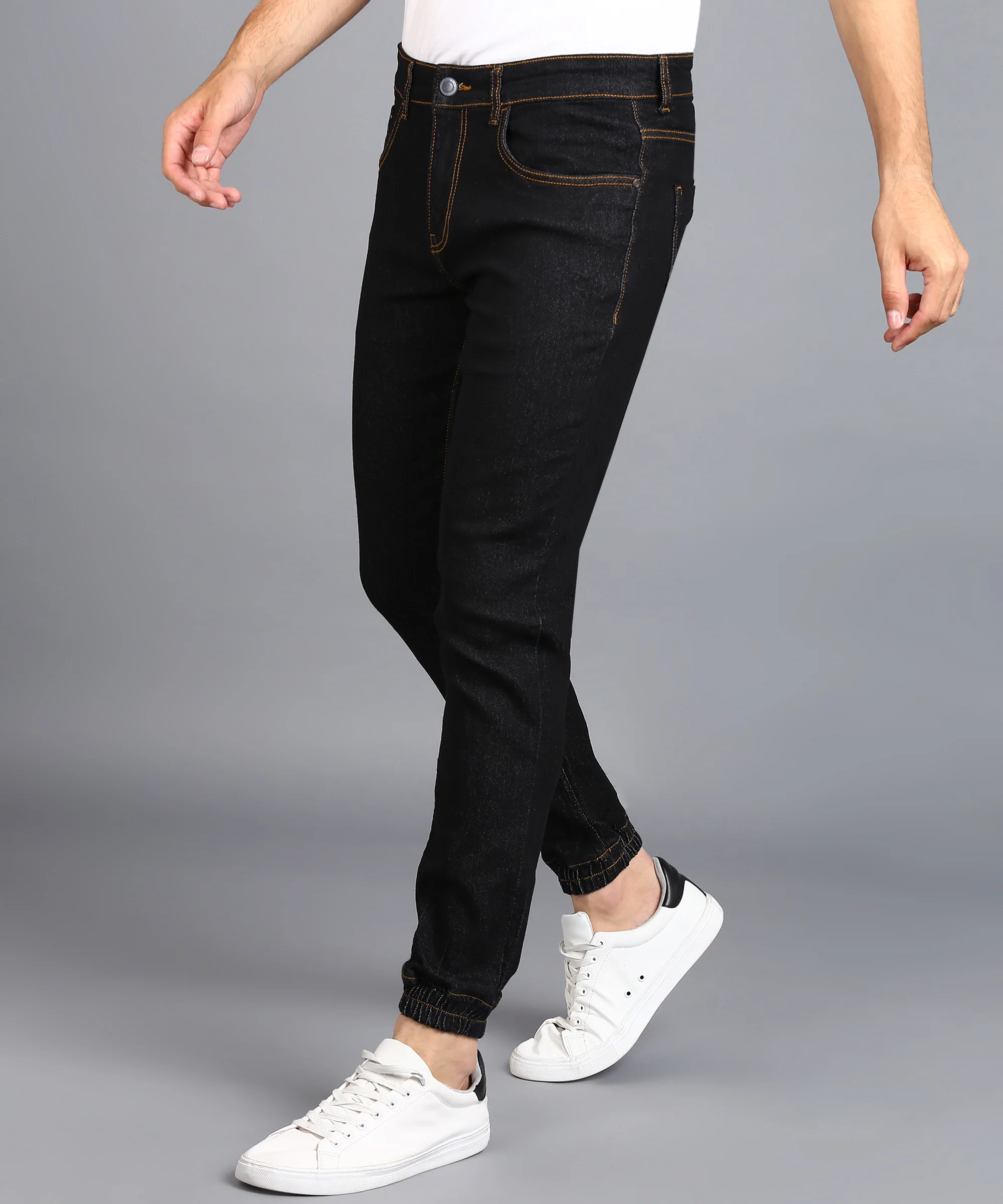 Men's Navy Slim Fit Washed Jeans Stretchable - Image 2