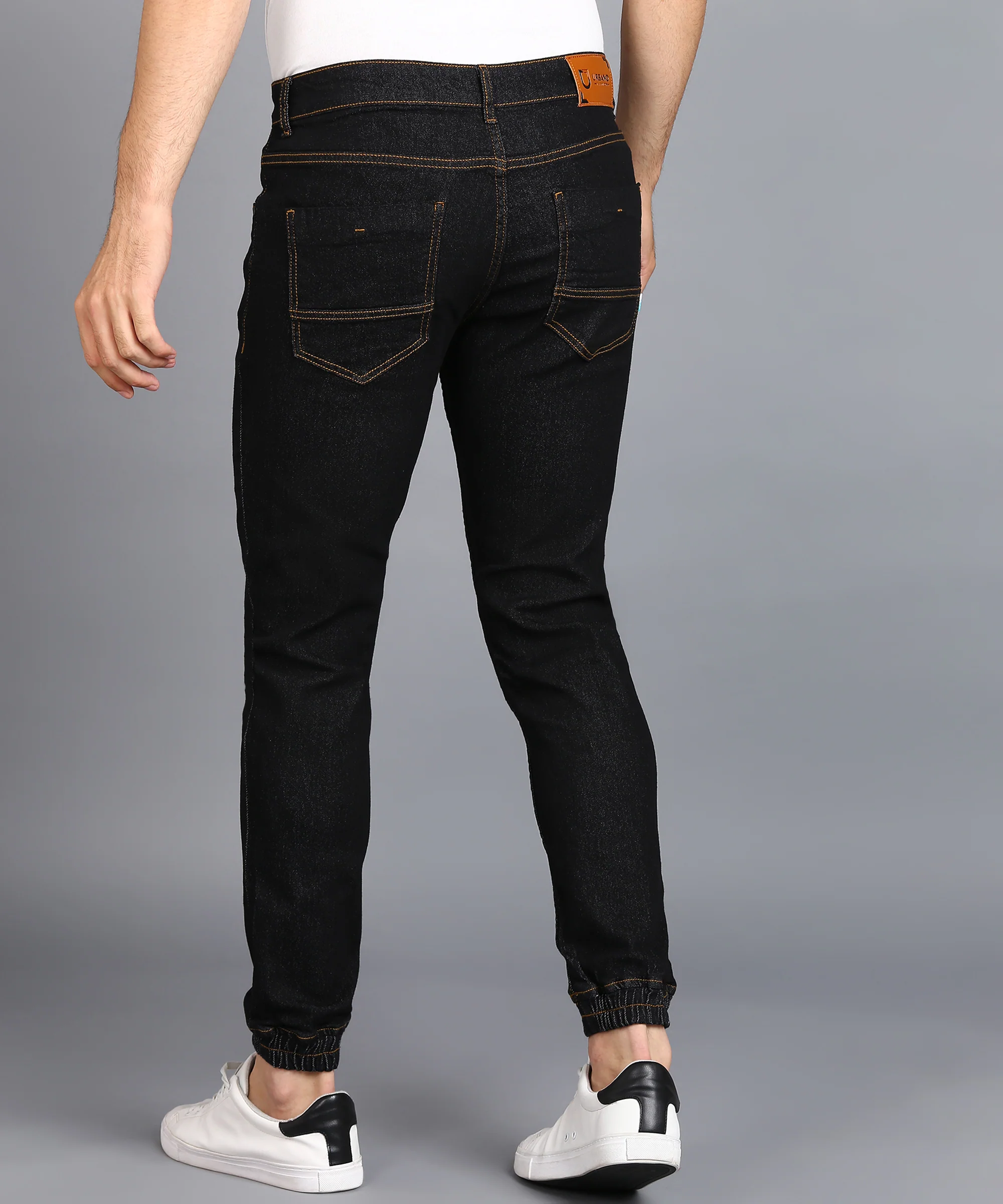 Men's Navy Slim Fit Washed Jeans Stretchable - Image 3