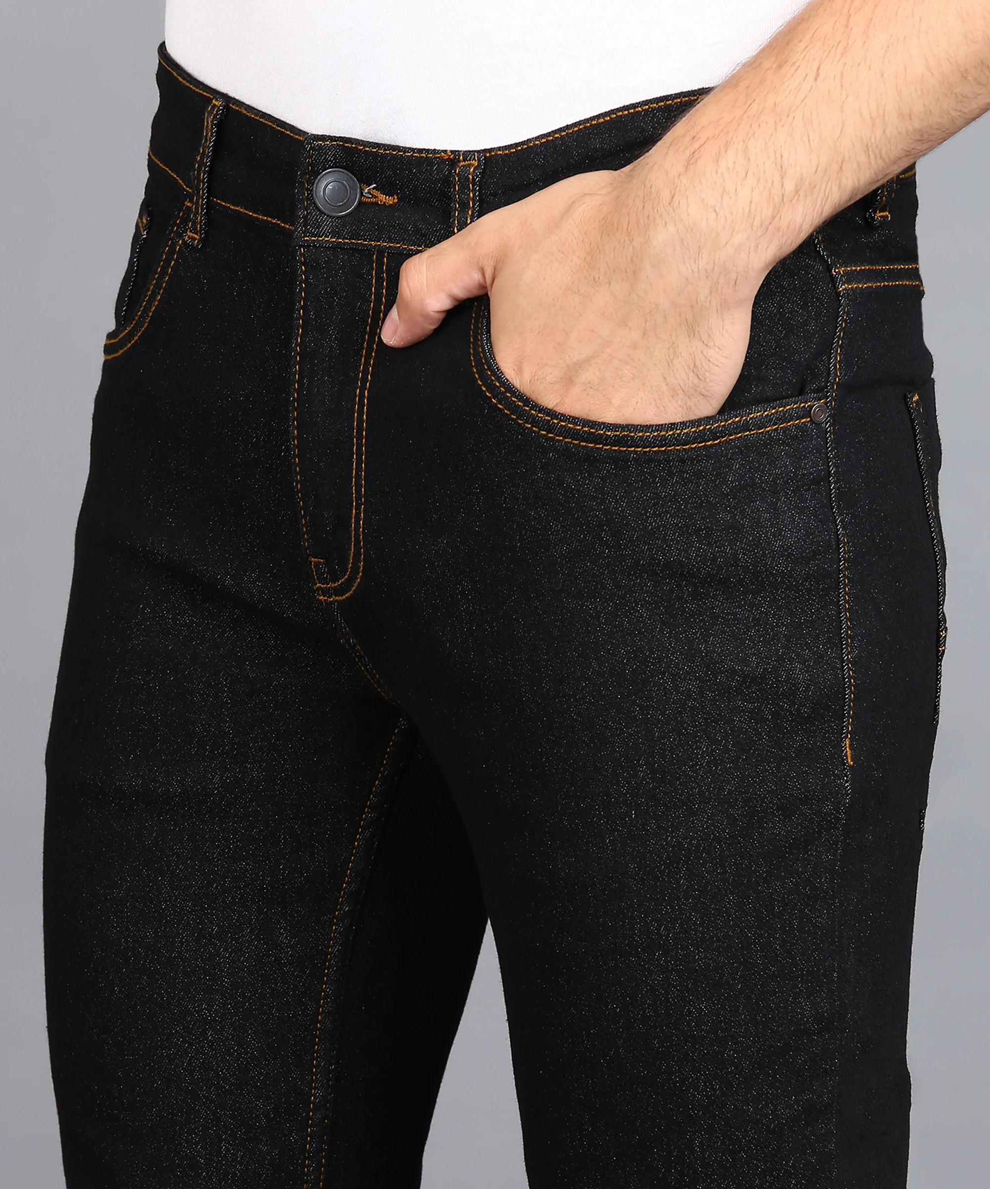 Men's Navy Slim Fit Washed Jeans Stretchable - Image 4