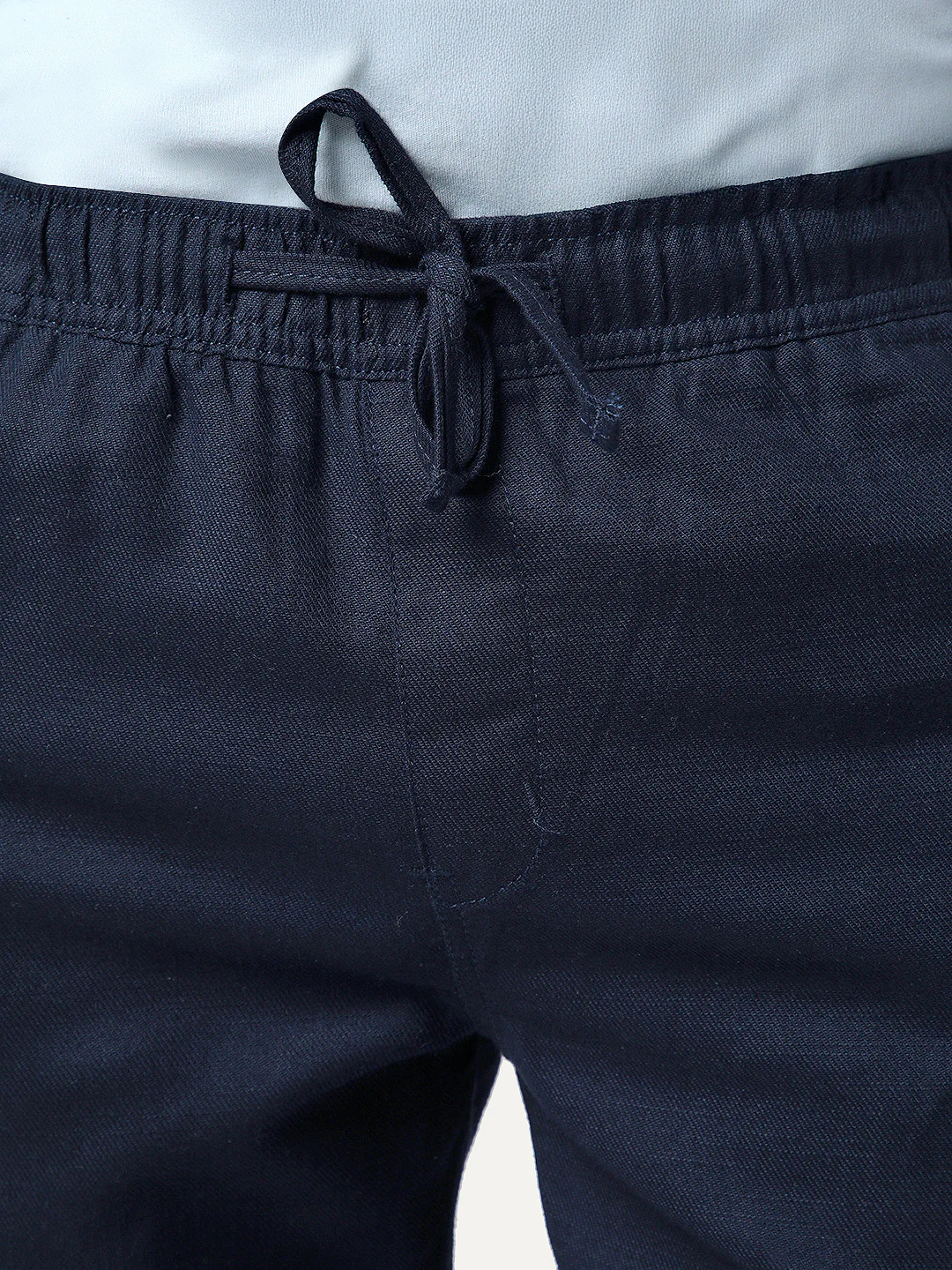 Men's Navy Straight Fit Linen Cargo Pants with 6 Pockets - Image 5