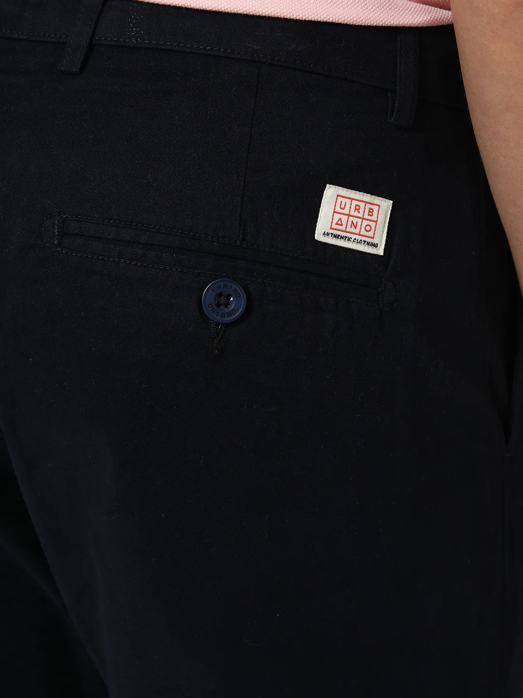 Men's Navy Straight Fit Mid Rise Cotton Casual Chinos Trousers Stretch - Image 7
