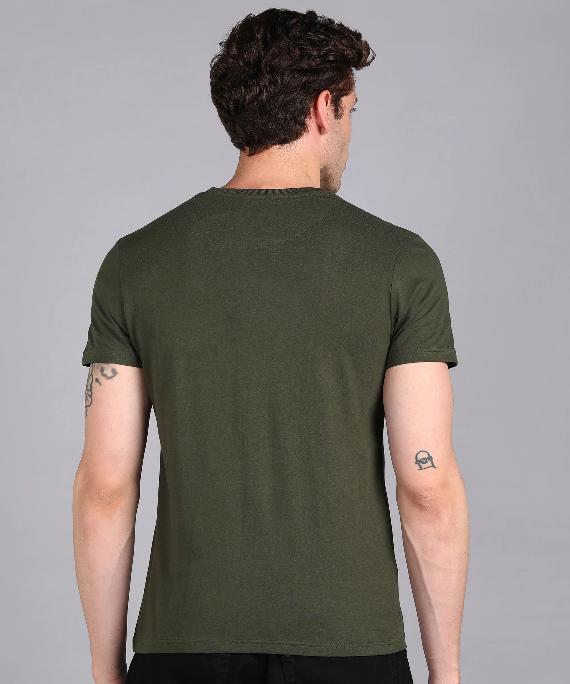 Urbano Fashion Men's Olive Graphic Printed Round Neck Half Sleeve Slim Fit Cotton T-Shirt - Image 12