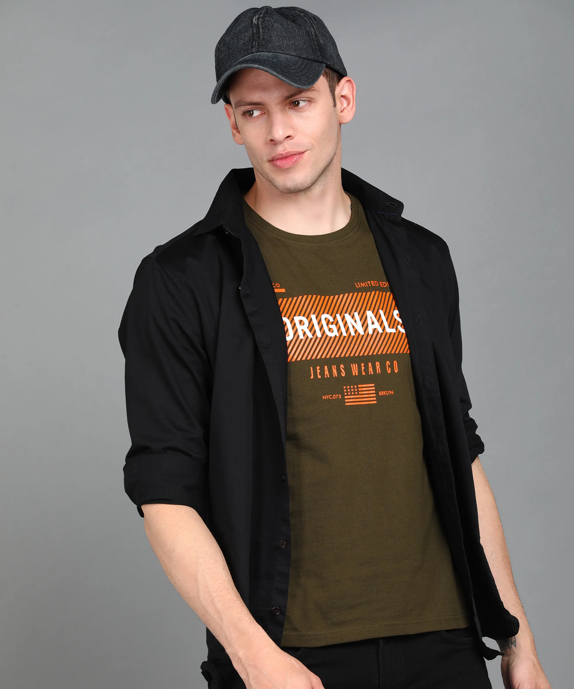 Urbano Fashion Men's Olive Graphic Printed Round Neck Half Sleeve Slim Fit Cotton T-Shirt - Image 4