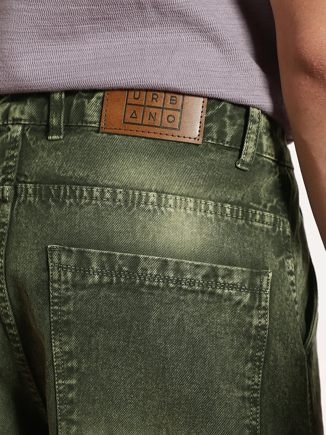 Men's Olive Green Loose Baggy Fit Washed Cargo Jeans with 7 Pockets Non-Stretchable - Image 6