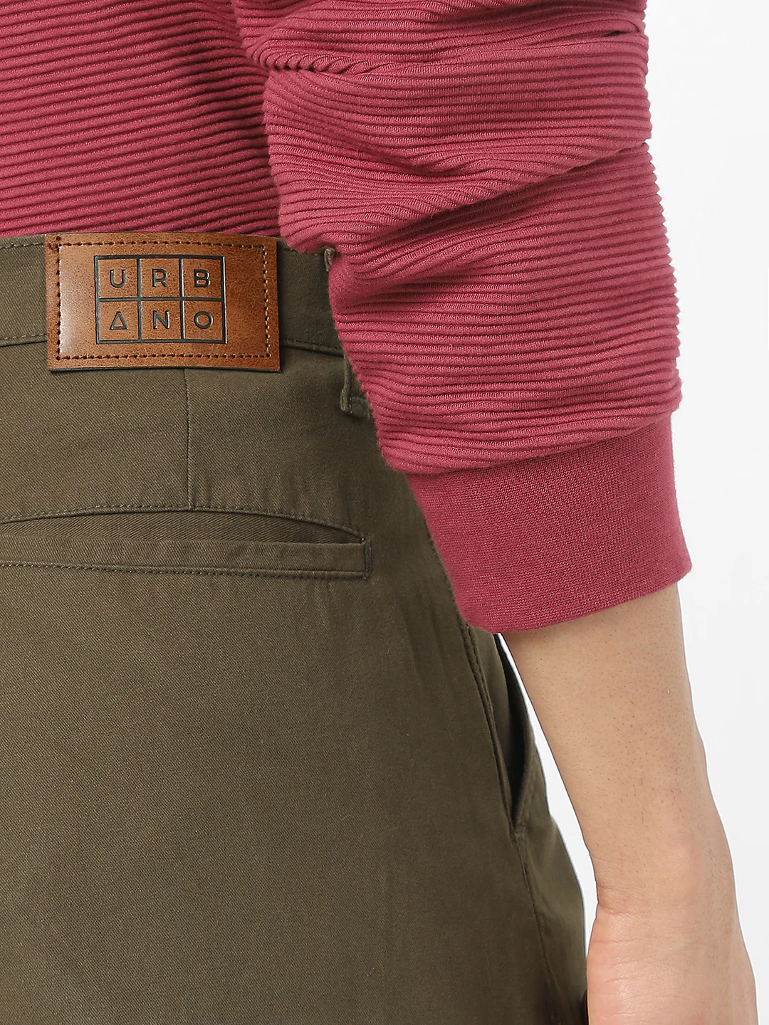 Men's Olive Loose Baggy Fit Solid Cargo Chino Pant with 6 Pockets Non-Stretchable - Image 8