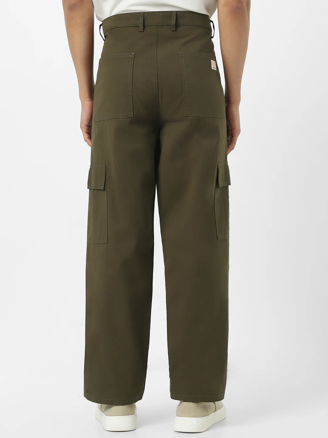 Urbano Fashion Men's Olive Loose Baggy Fit Solid Cargo Chino Pant with 6 Pockets Non-Stretchable - Image 4