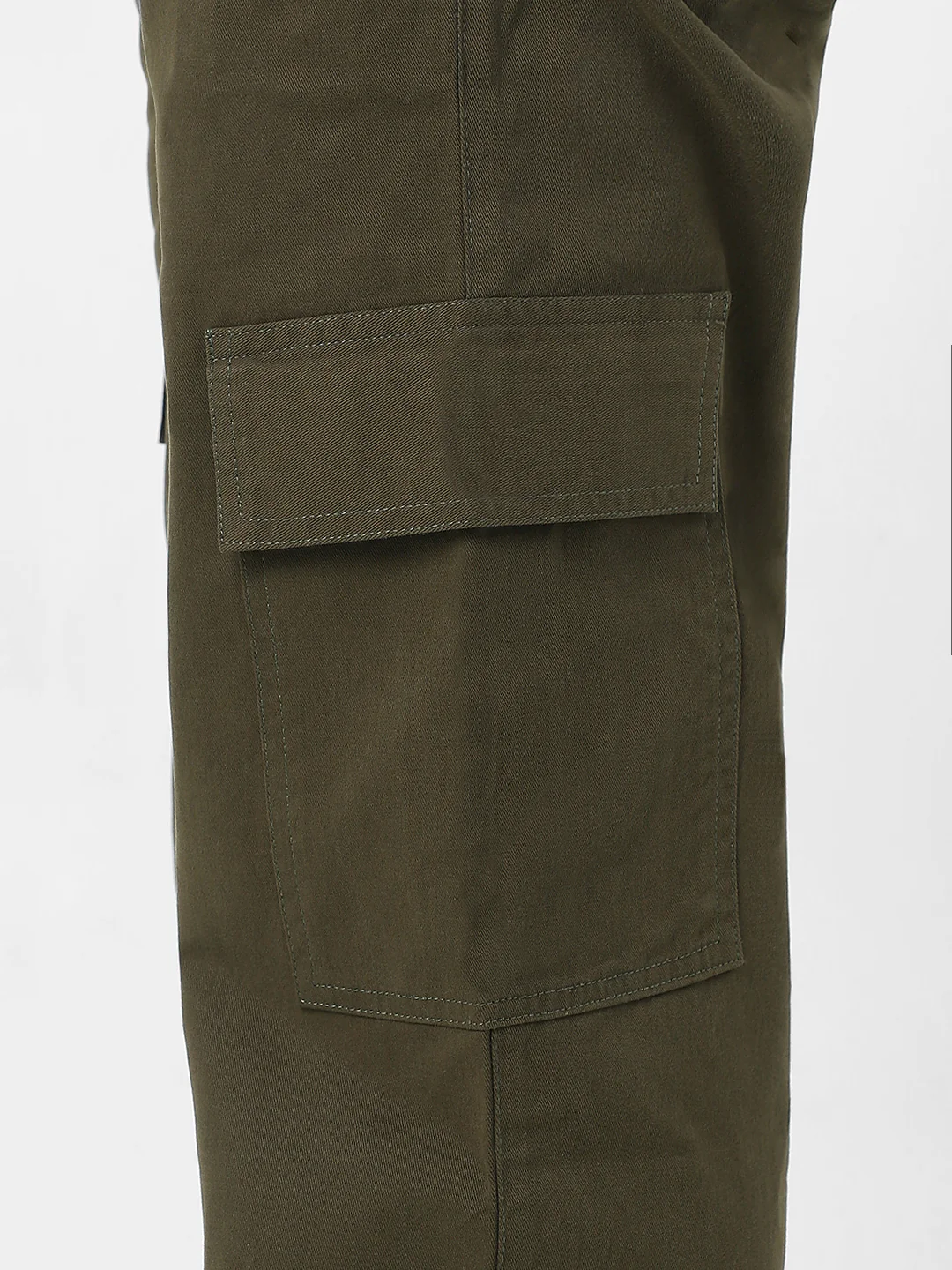 Urbano Fashion Men's Olive Loose Baggy Fit Solid Cargo Chino Pant with 6 Pockets Non-Stretchable - Image 6