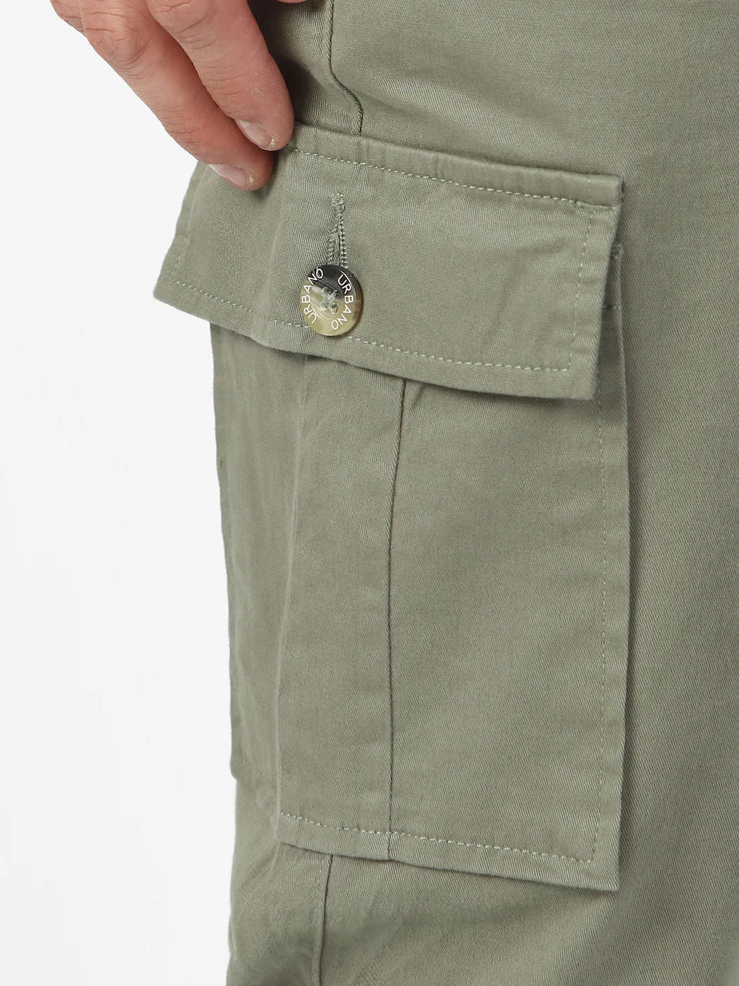 Men's Olive Regular Fit Solid Cargo Chino Pant with 6 Pockets Stretchable - Image 5
