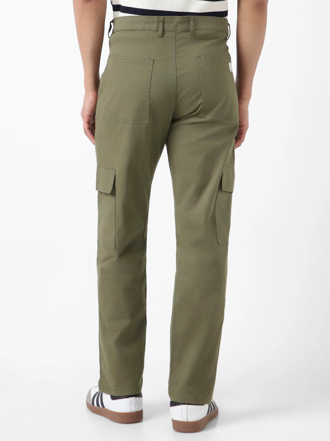 Urbano Fashion Men's Olive Regular Fit Solid Cargo Chino Pant with 6 Pockets Stretchable - Image 3