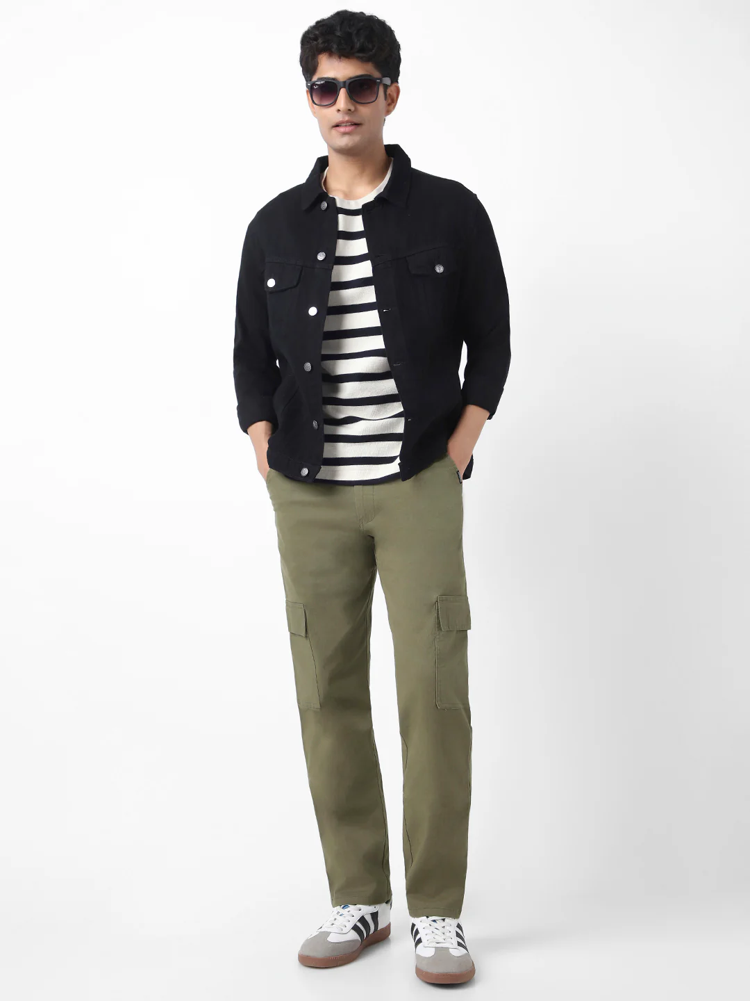 Urbano Fashion Men's Olive Regular Fit Solid Cargo Chino Pant with 6 Pockets Stretchable - Image 4