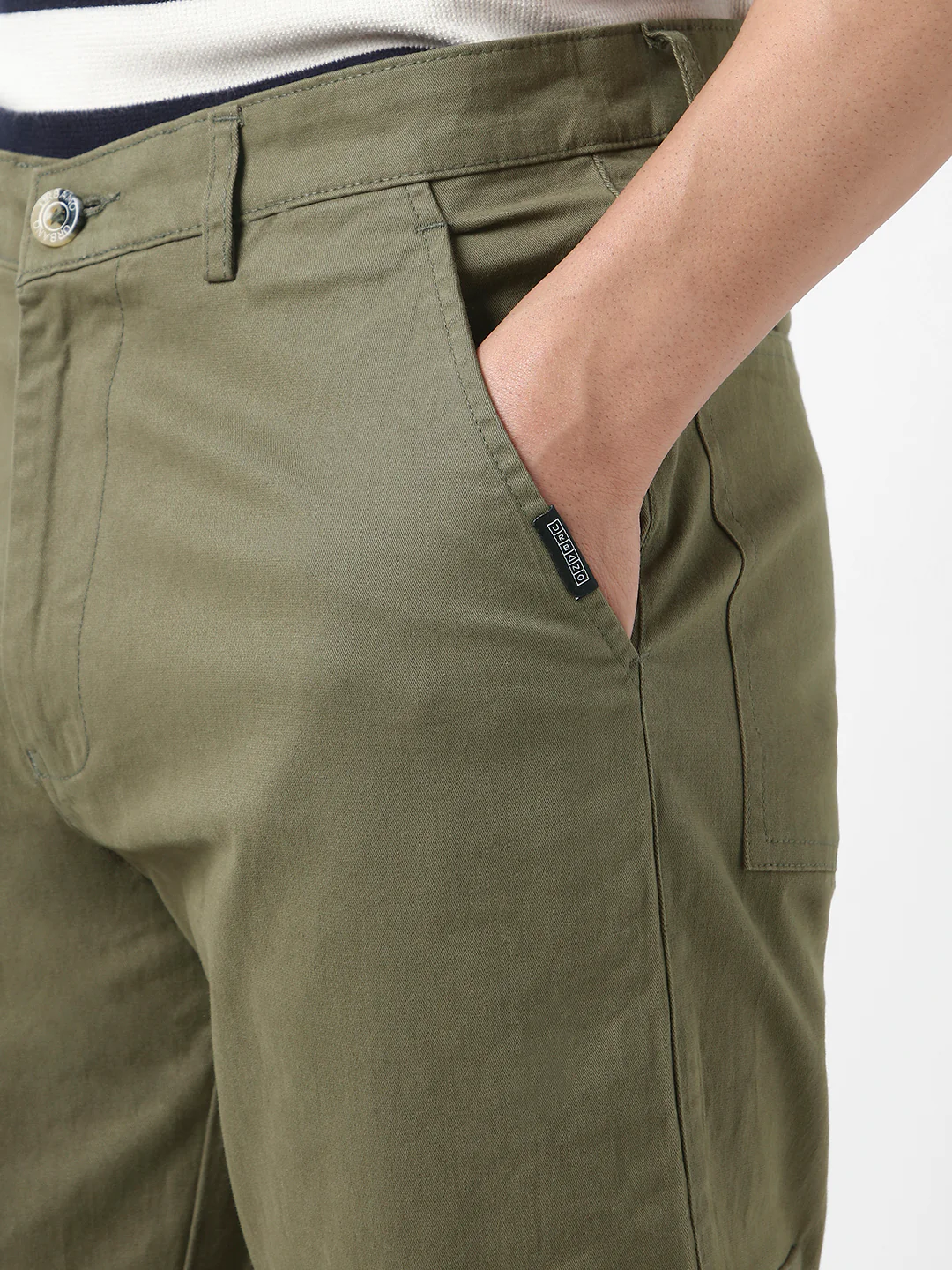 Urbano Fashion Men's Olive Regular Fit Solid Cargo Chino Pant with 6 Pockets Stretchable - Image 6