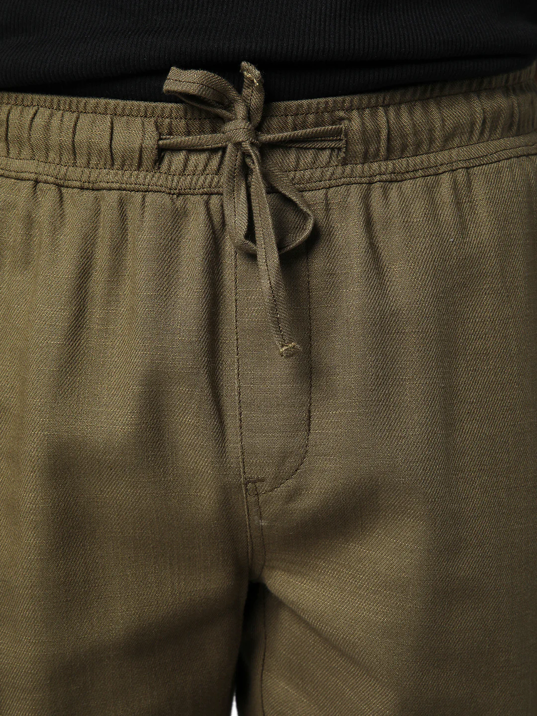 Men's Olive Straight Fit Linen Cargo Pants with 6 Pockets - Image 5