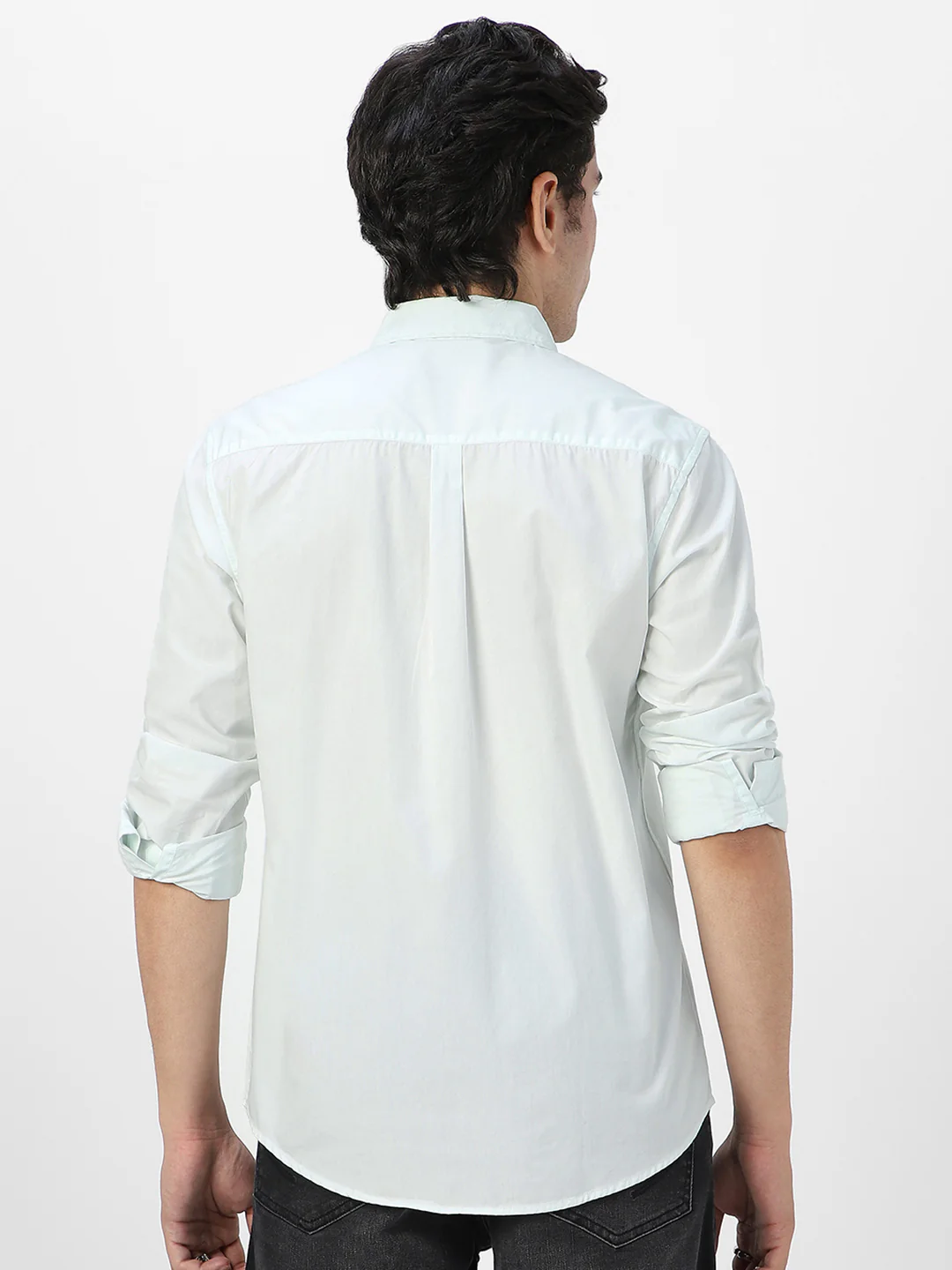 Men's Pastel Blue Cotton Full Sleeve Regular Fit Casual Solid Shirt - Image 4